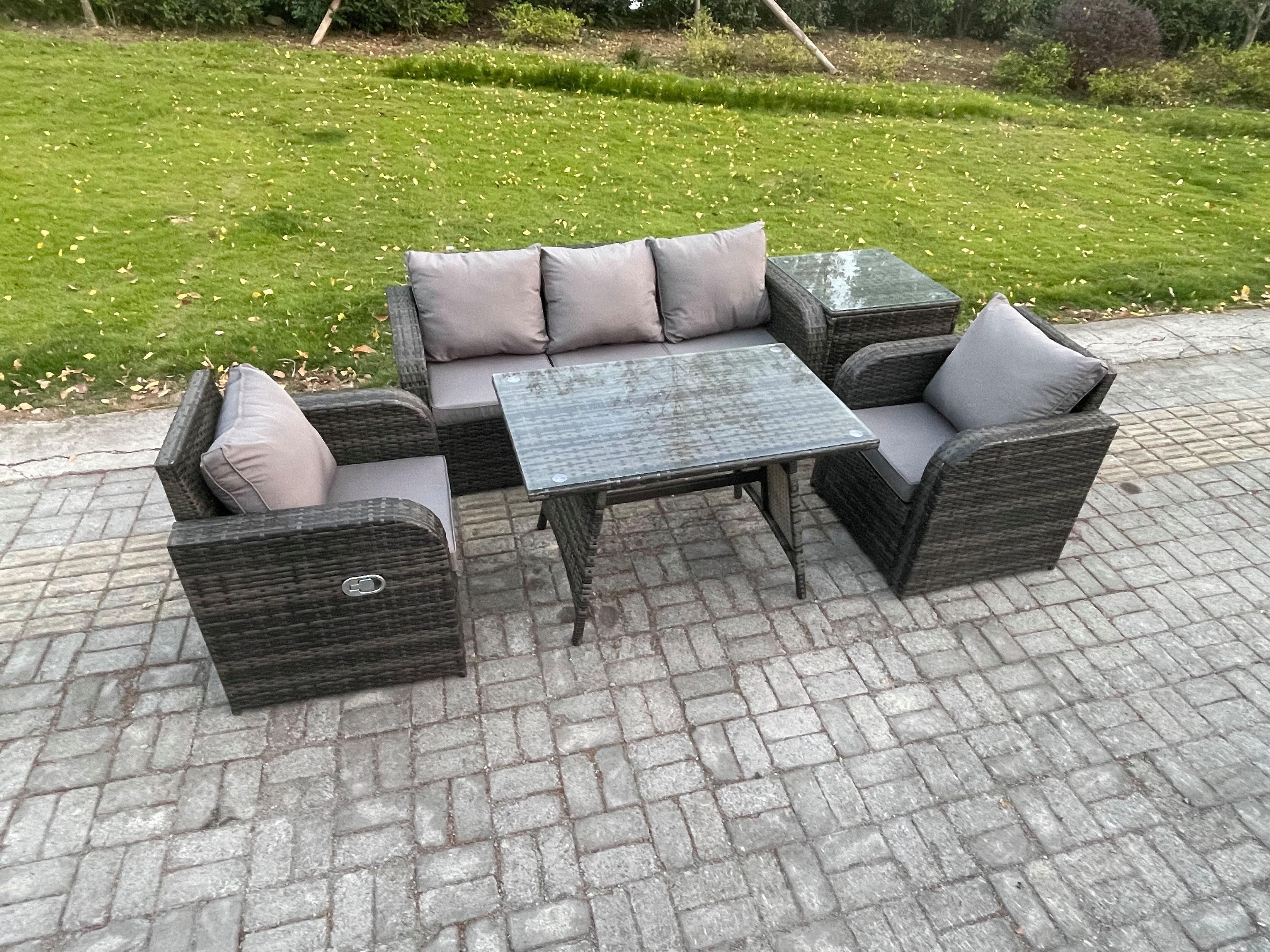 Rattan Wicker Garden Furniture Patio Conservatory Sofa Set Dining Table Reclining Chair Side Table