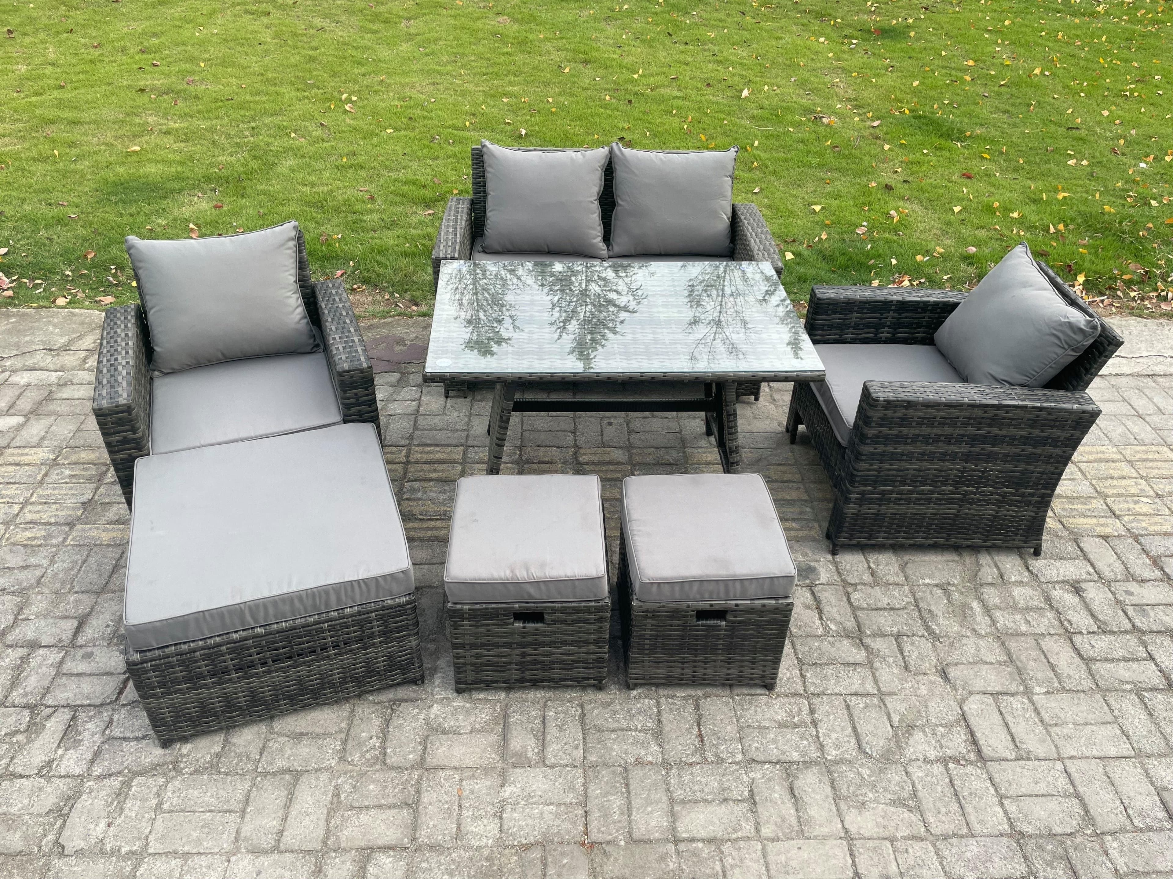 Rattan Wicker Garden Furniture Patio Conservatory Sofa Set Rectangular Dining Table Armchair 2 Seater Sofa