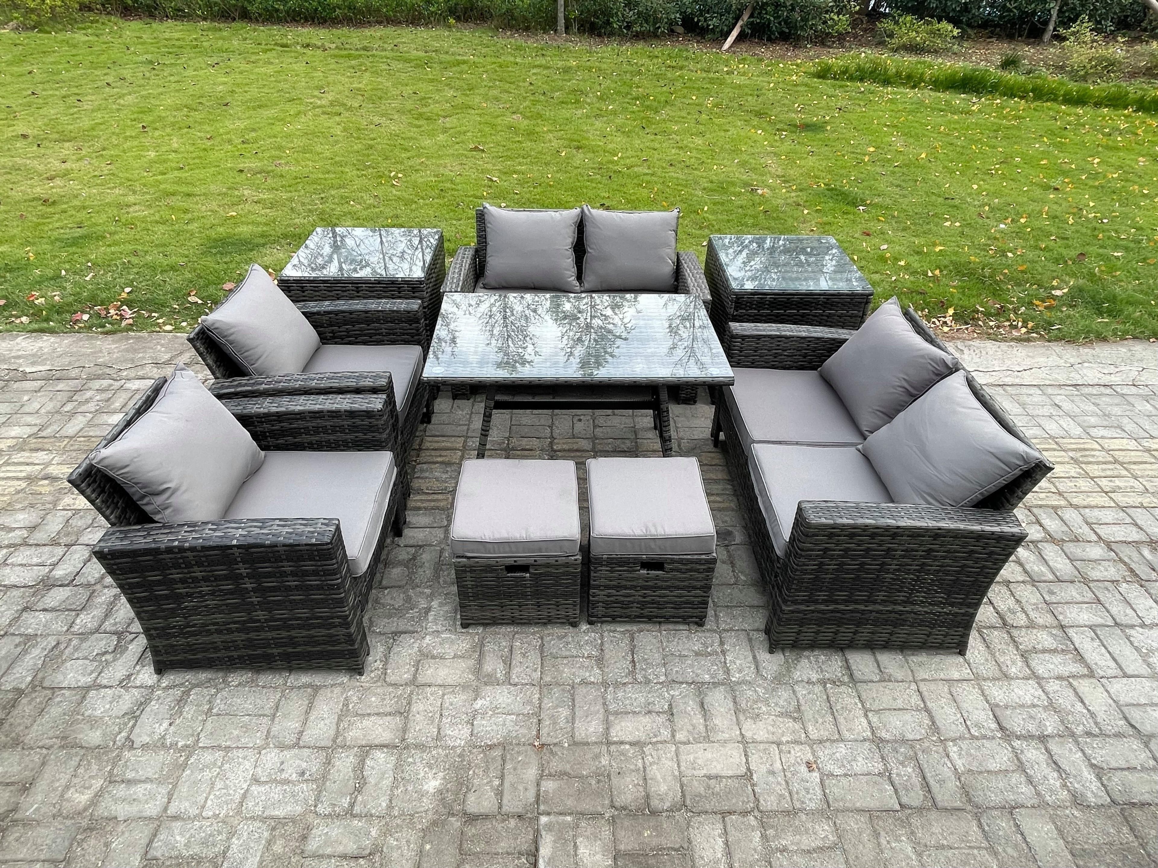 Garden Furniture Sets 9 Pieces Wicker Rattan Furniture Manual Wicker Patio Sofa Patio Conversation Set
