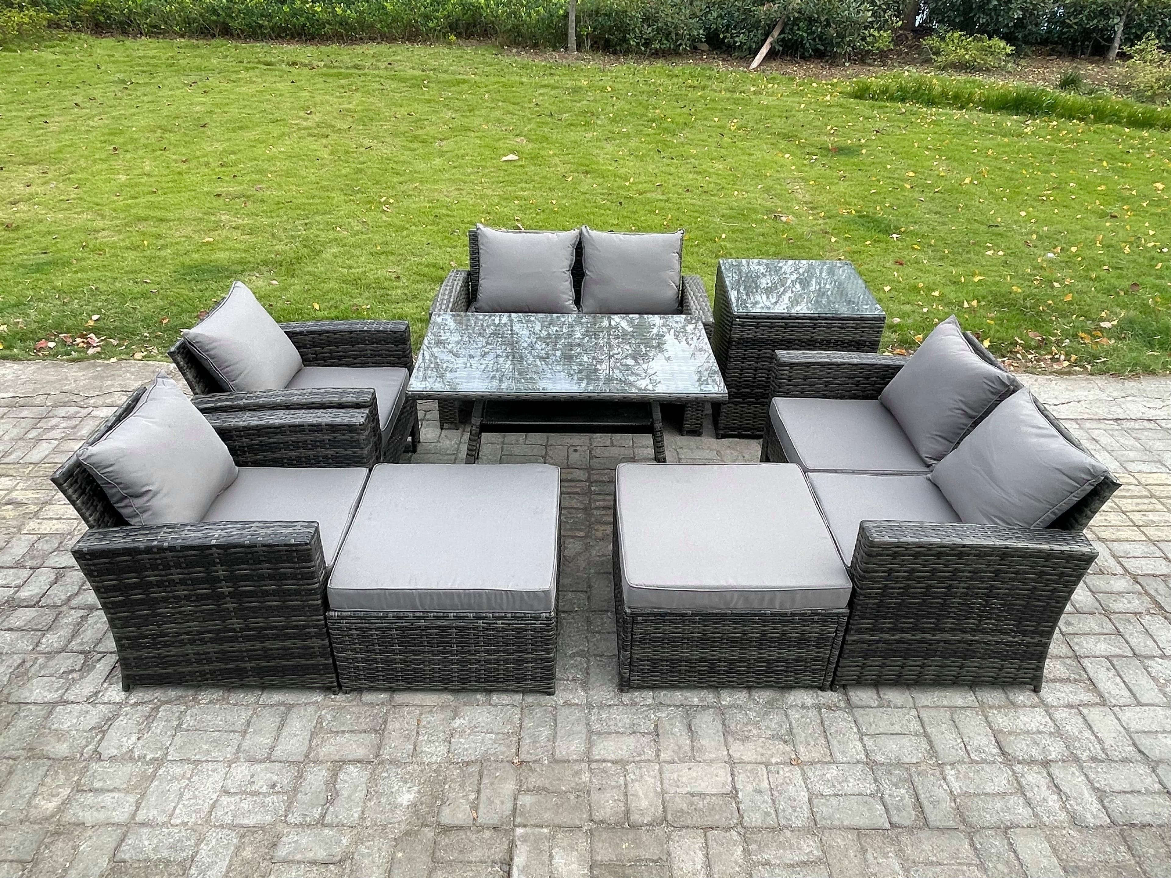 Garden Furniture Sets 8 Pieces Wicker Rattan Furniture Manual Wicker Patio Sofa Patio Conversation Set 2 Big Footstool