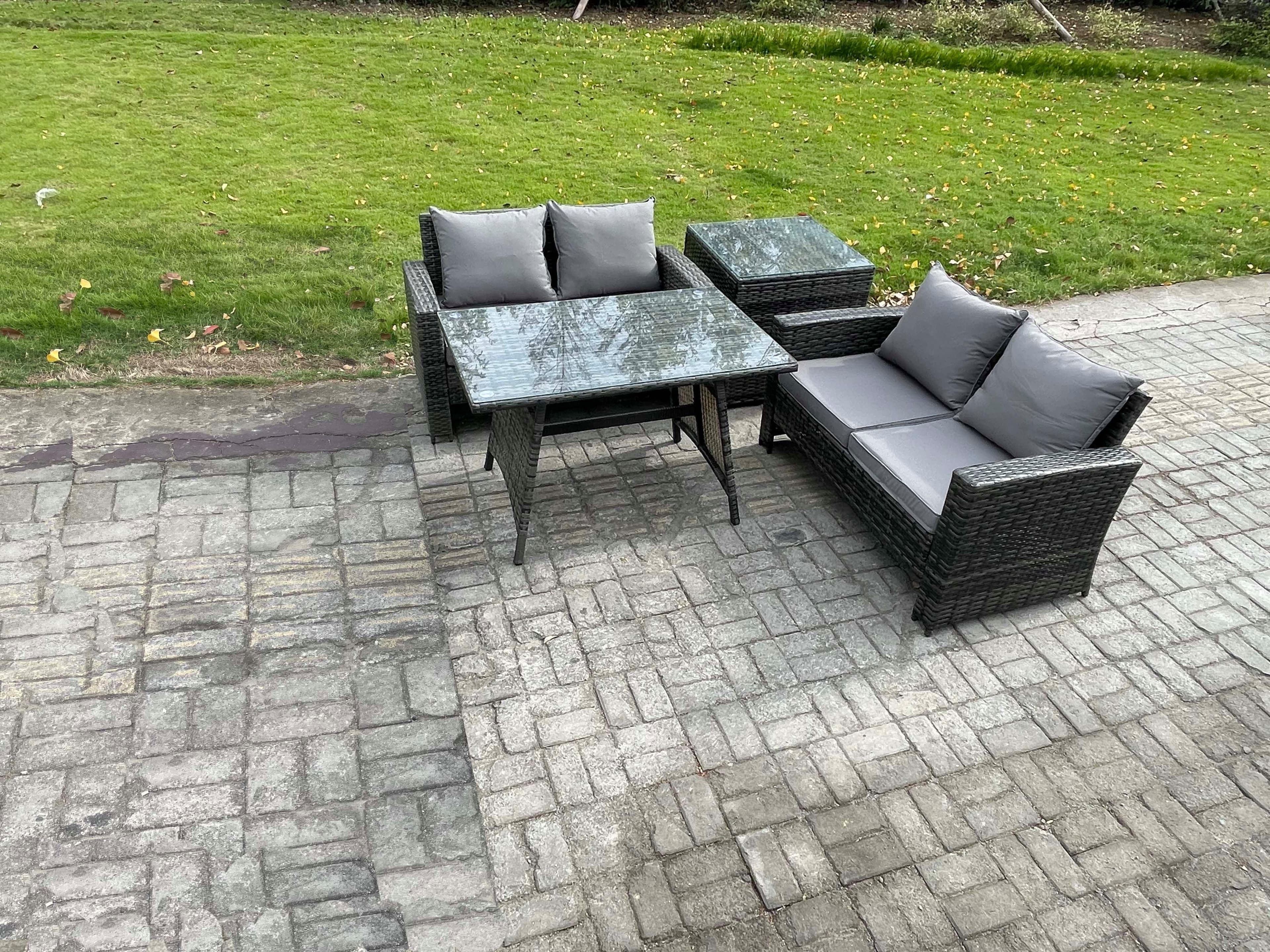 Garden Furniture Sets 4 Pieces Wicker Rattan Furniture Manual Wicker Patio Sofa Patio Conversation Set Side Table