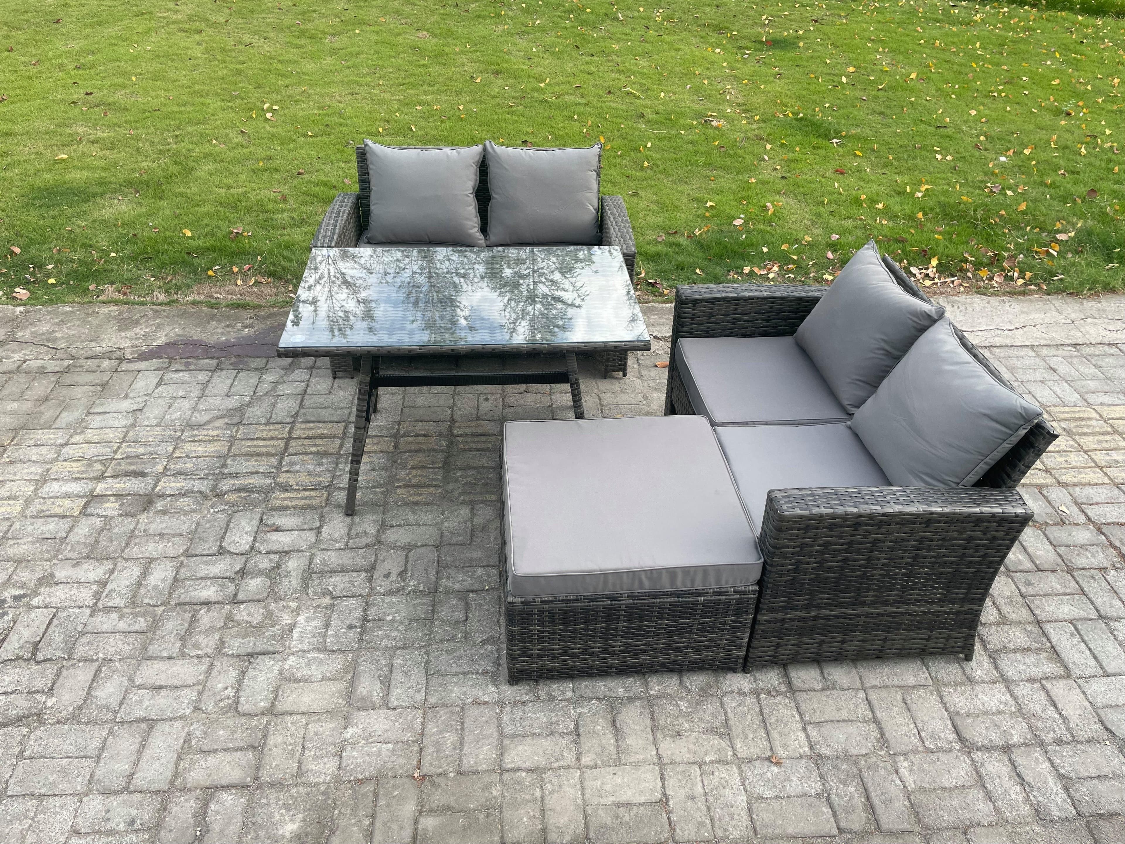 Garden Furniture Sets 4 Pieces Wicker Rattan Furniture Manual Wicker Patio Sofa Patio Conversation Set Big Footstool