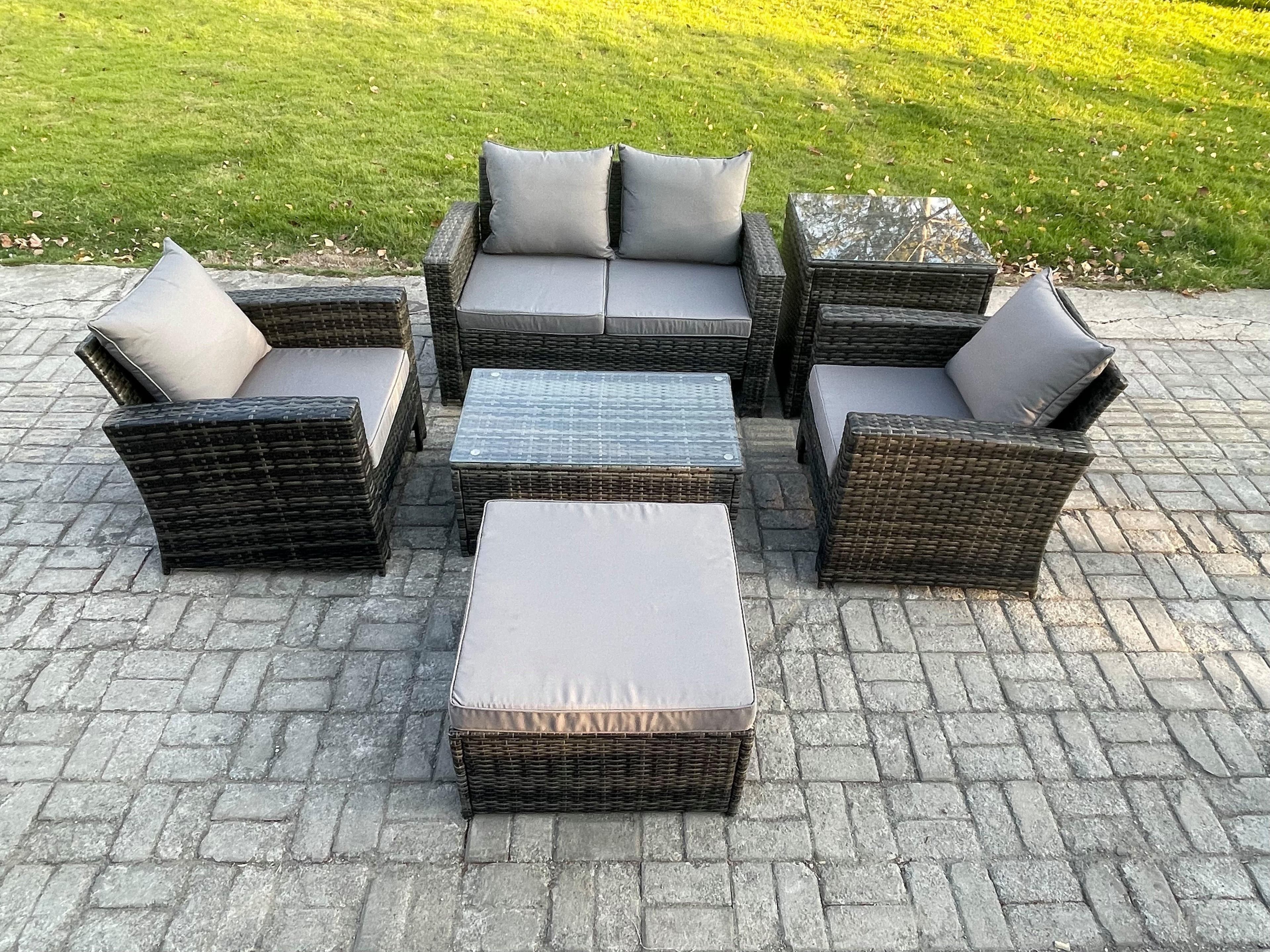 Outdoor Lounge Sofa Set Wicker Rattan Garden Furniture Set Coffee Table Double Seat Sofa