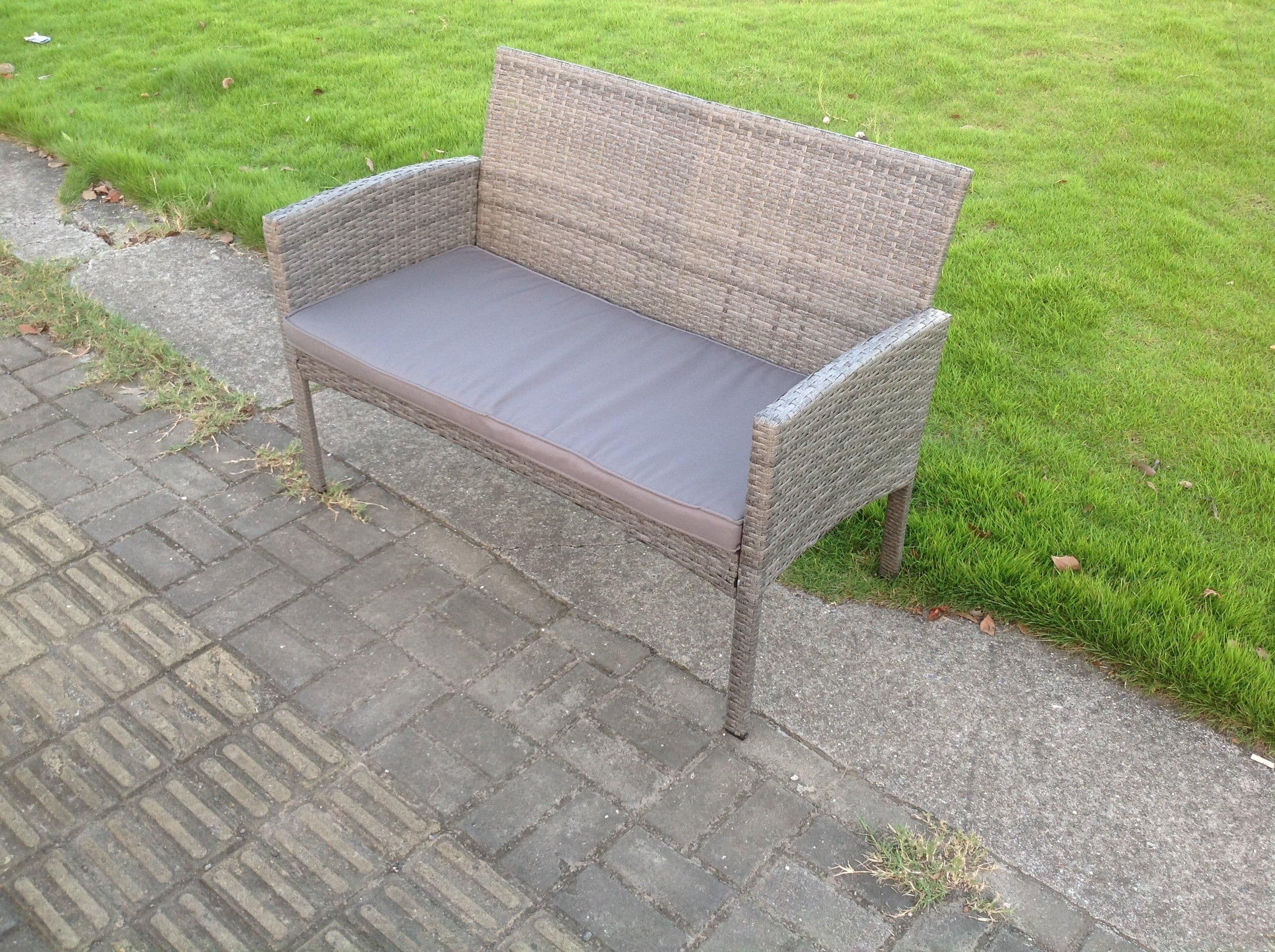 2 Seater Rattan Love Sofa Seat Double Chair Outdoor Garden Furniture Cushion