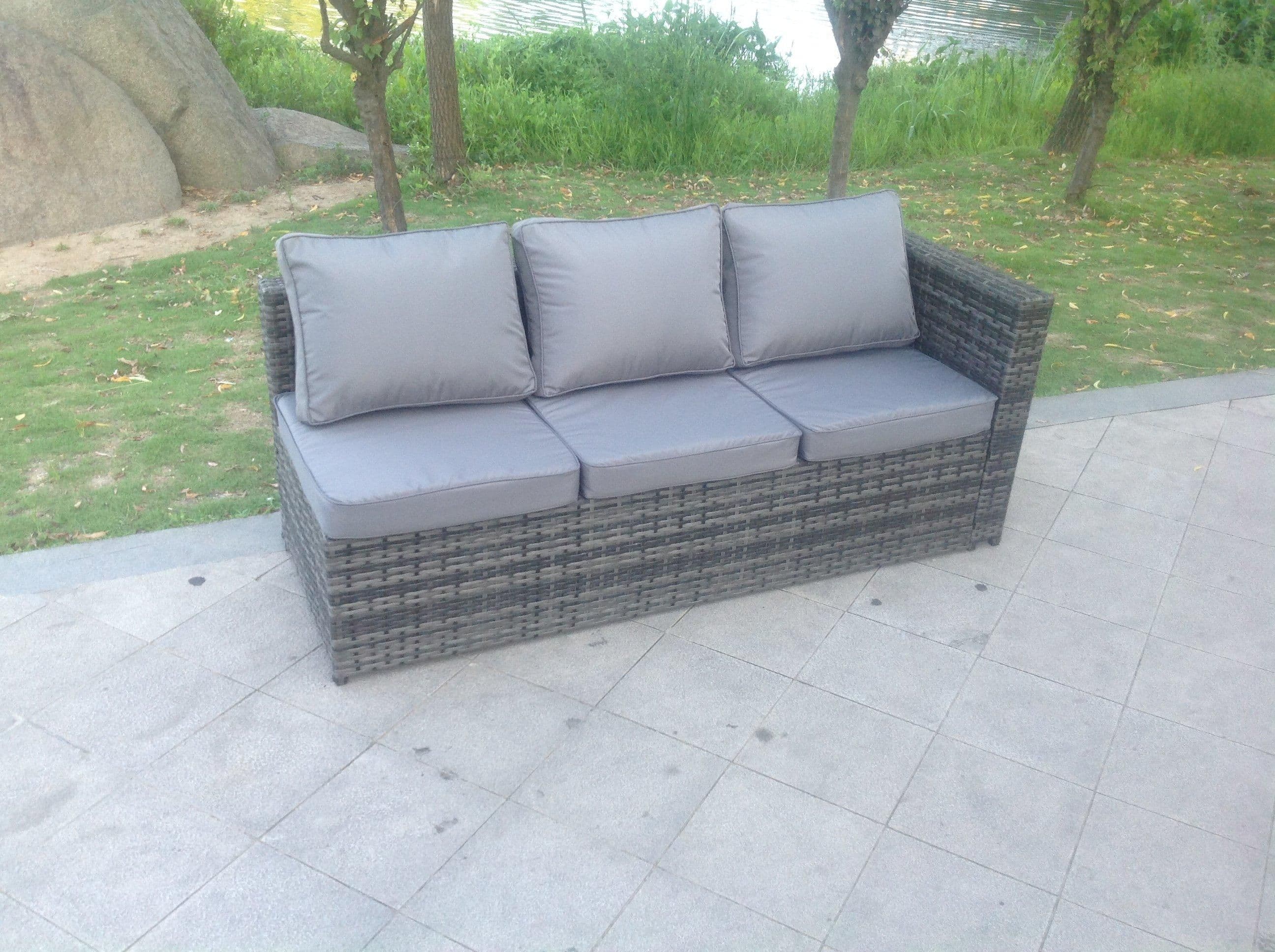 3 Seater Single Arm Rest Rattan Lounge Sofa Patio Outdoor Garden Furniture Left Side
