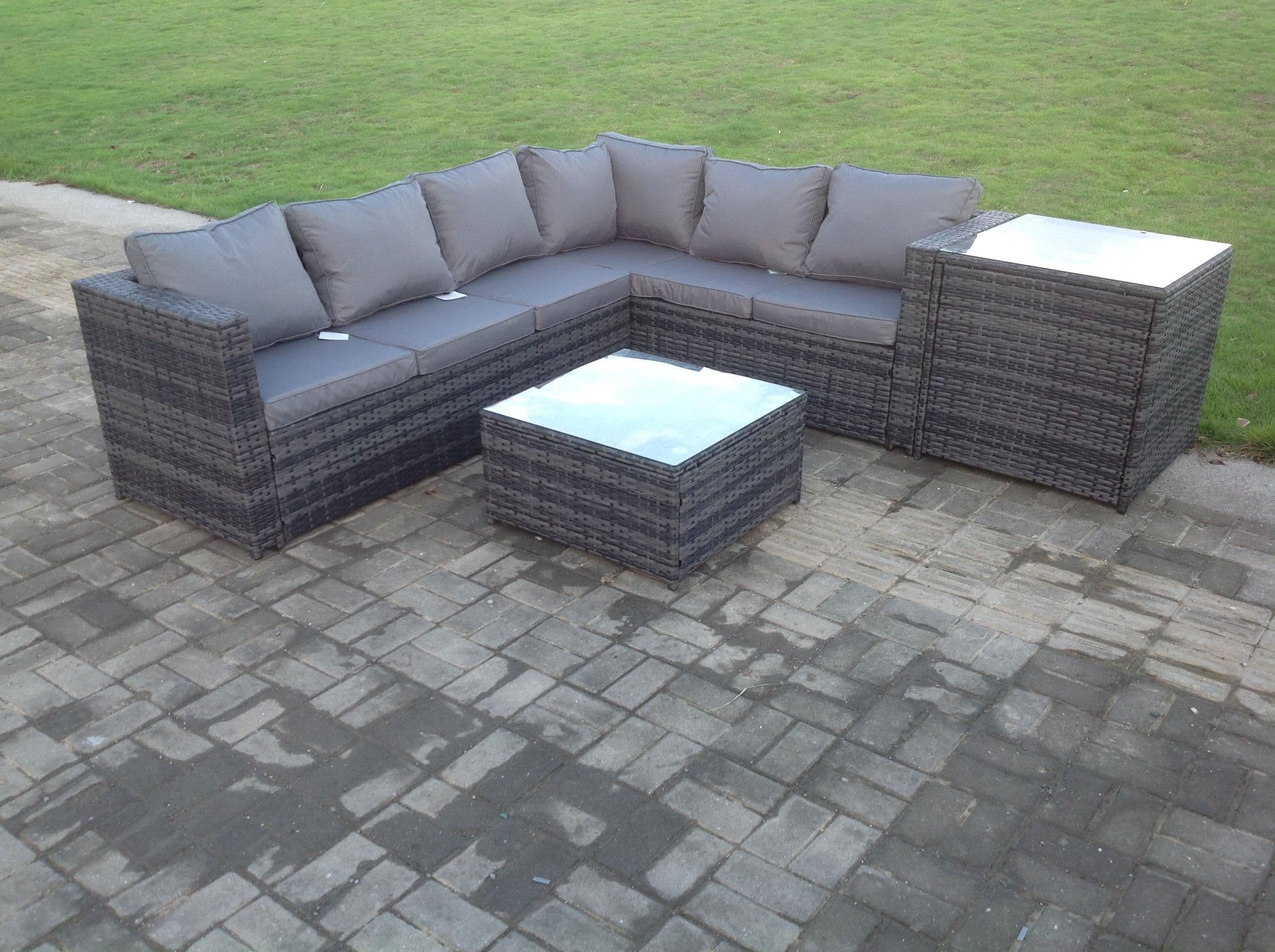 Rattan Corner Sofa Set Garden Furniture Coffee Tall Table Side Table