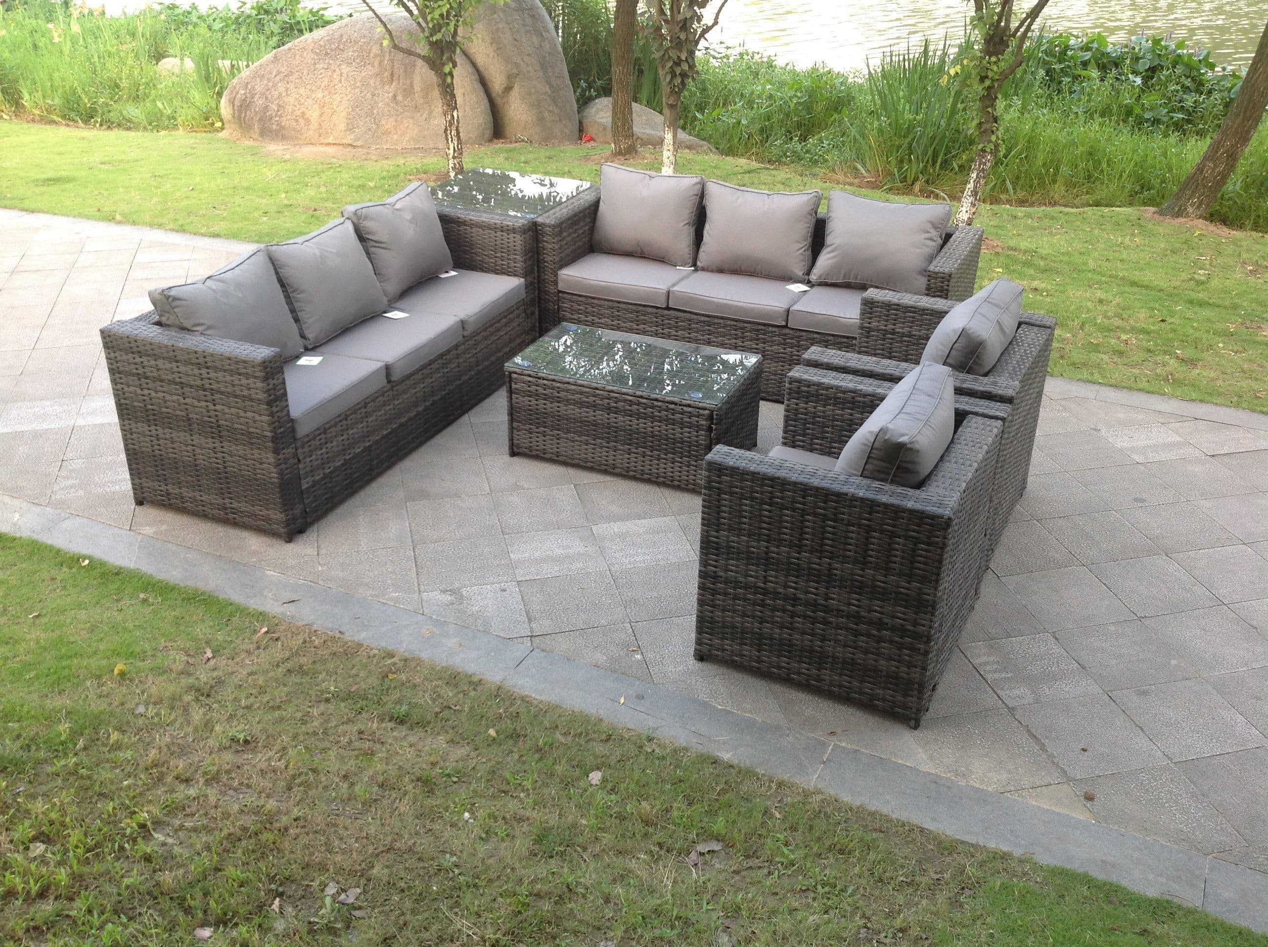 8 Seater Outdoor Rattn Garden Furniture Sofa Set Rectangular Coffee Table Lounge Sofa Chair