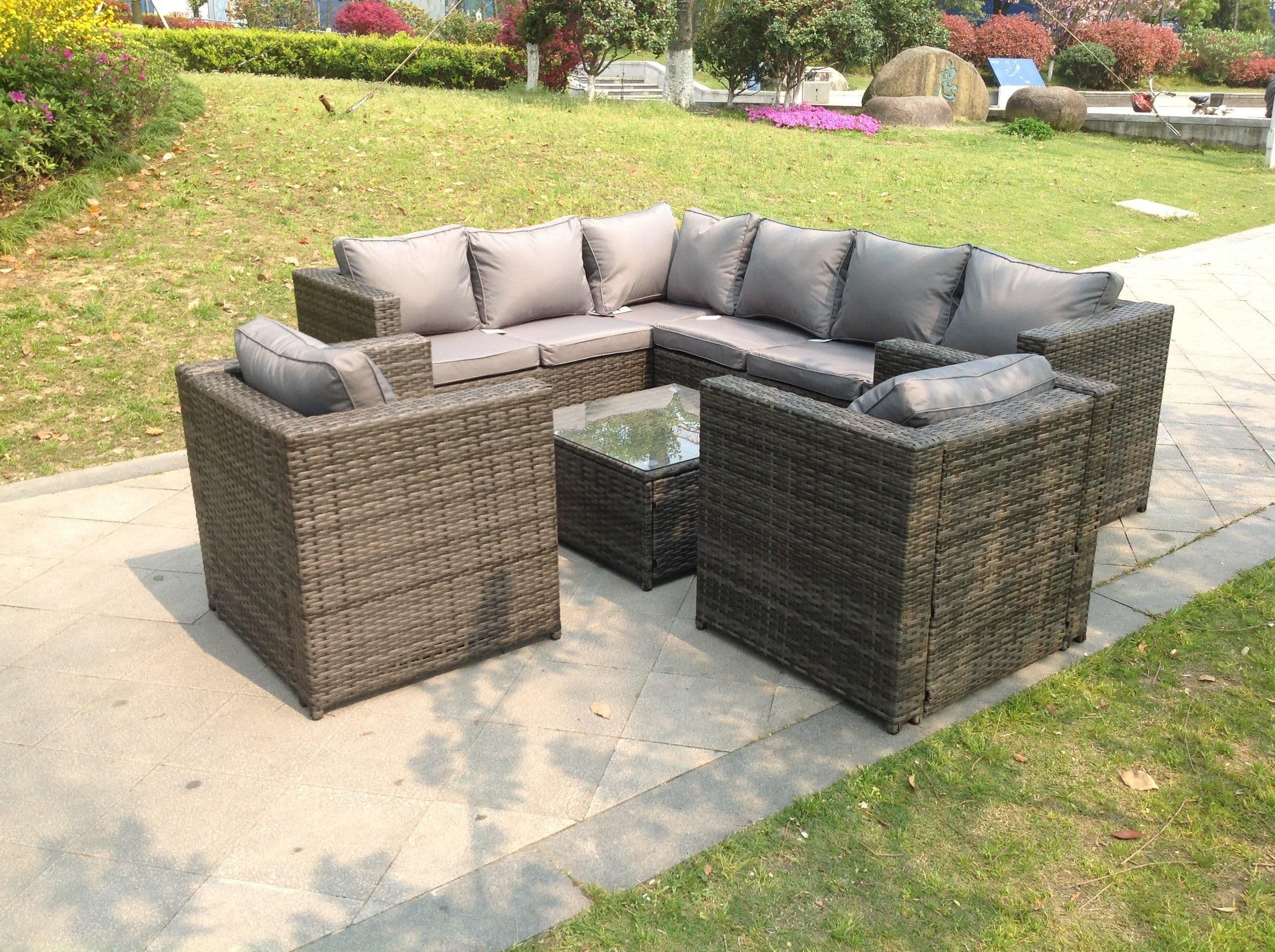 8 Seater Corner Rattan Sofa Set Coffee Table Chair Garden Furniture Outdoor