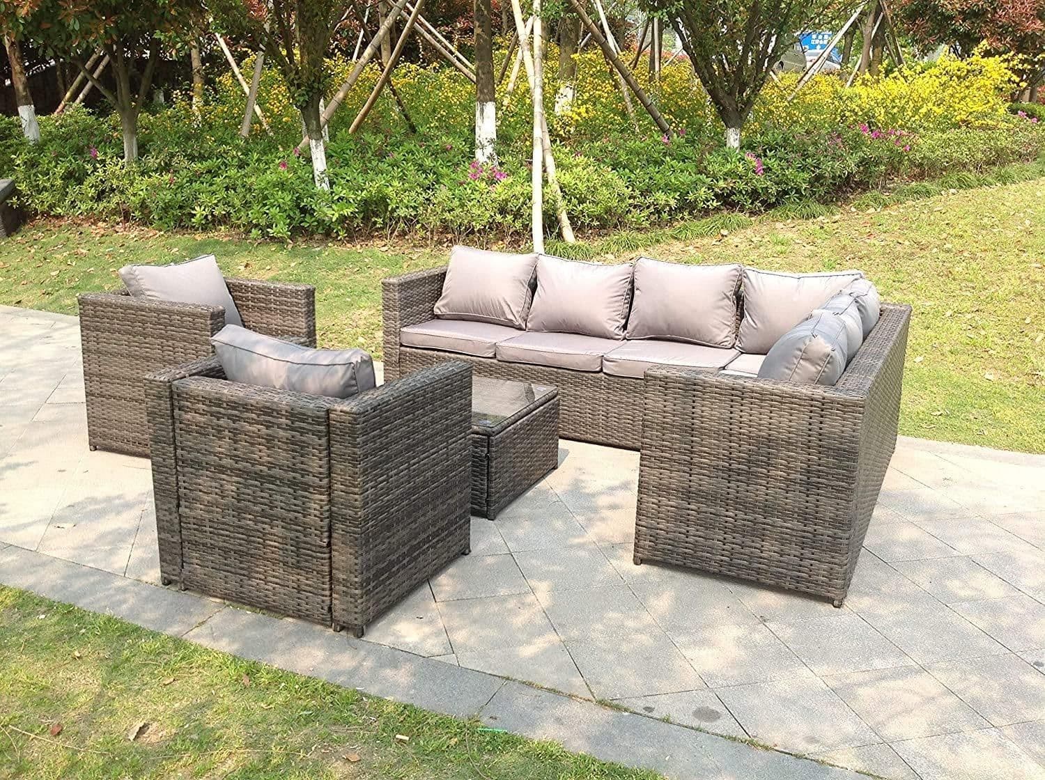 8 Seater Rattan Corner Sofa Set Coffee Table 2 Armchairs Garden Furniture Outdoor