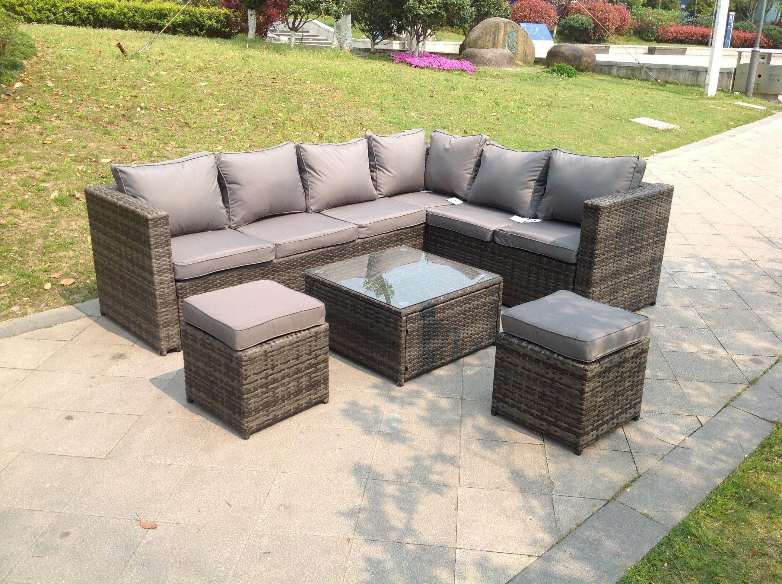 8 Seater Rattan Corner Sofa Set Coffee Table Garden Furniture Outdoor