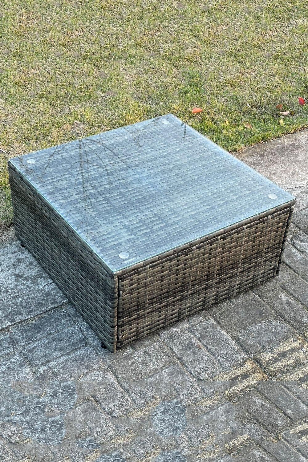 Dark Grey Mixed Square Rattan Coffee Table Tea Table Outdoor Garden Furniture