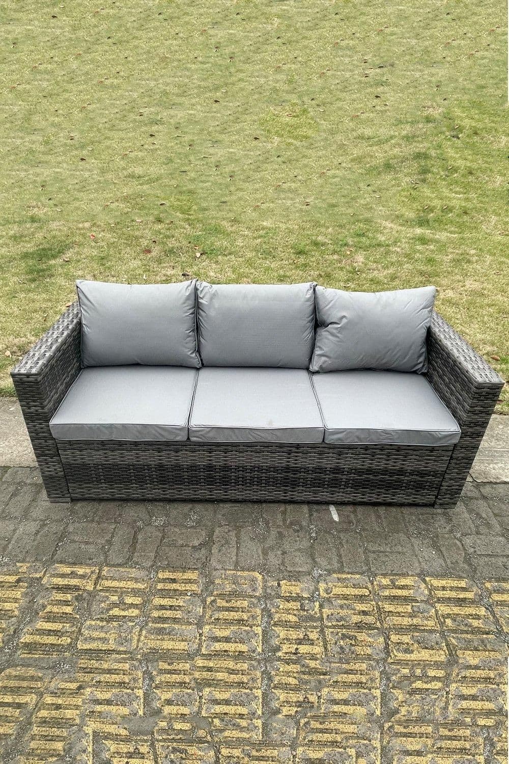 3 Seater Rattan Lounge Sofa Patio Outdoor Garden Furniture Seat Back Cushion