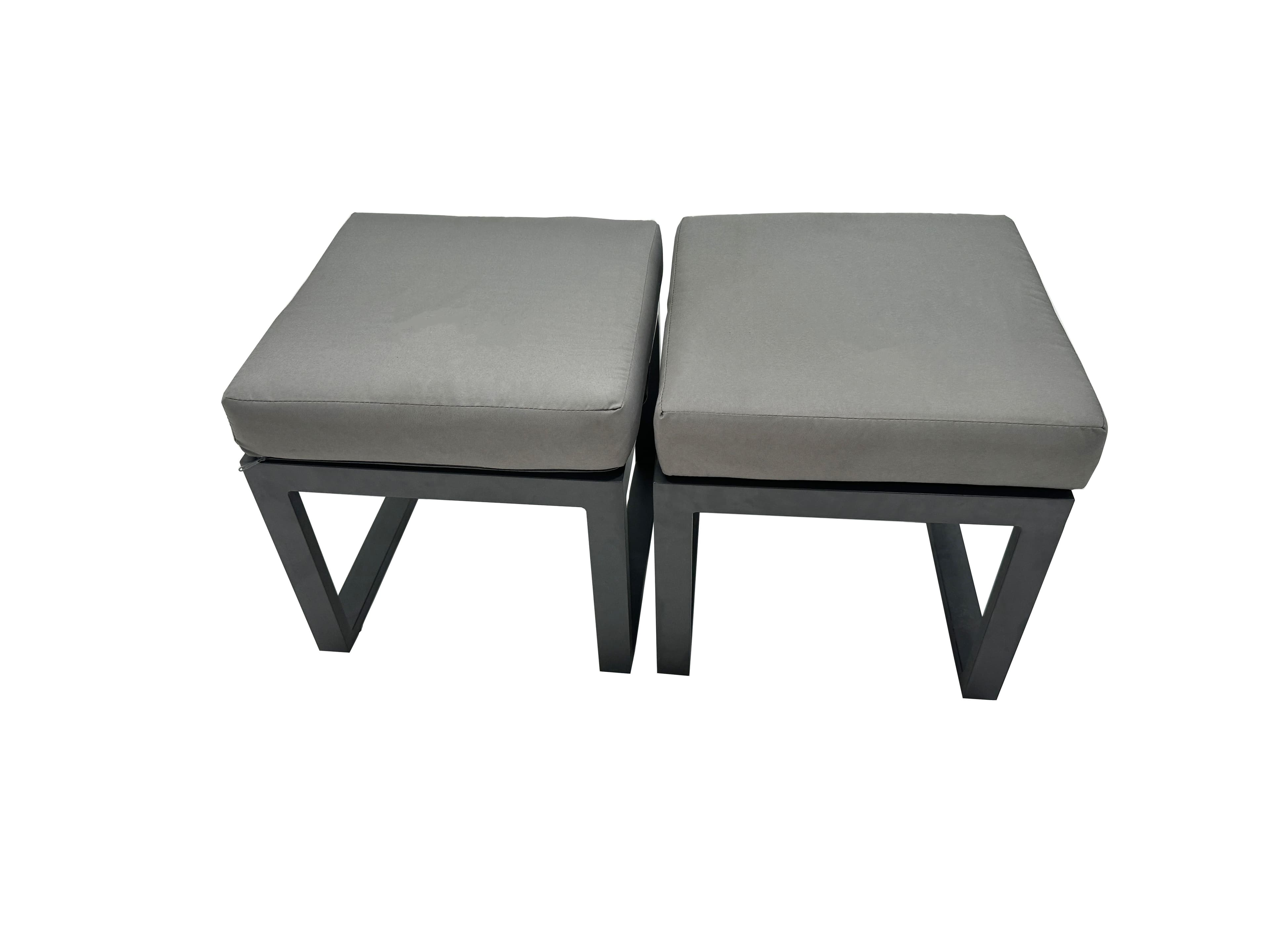 2 Pcs Aluminium Outdoor Garden Footstool Patio Small Stool Balcony Terrace Swimming Pool Dark Grey