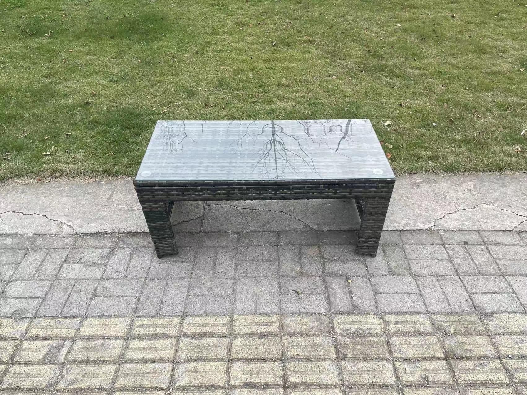 Rattan Oblong Rectangular Coffee Tea Table Outdoor Garden Furniture Patio Accessory