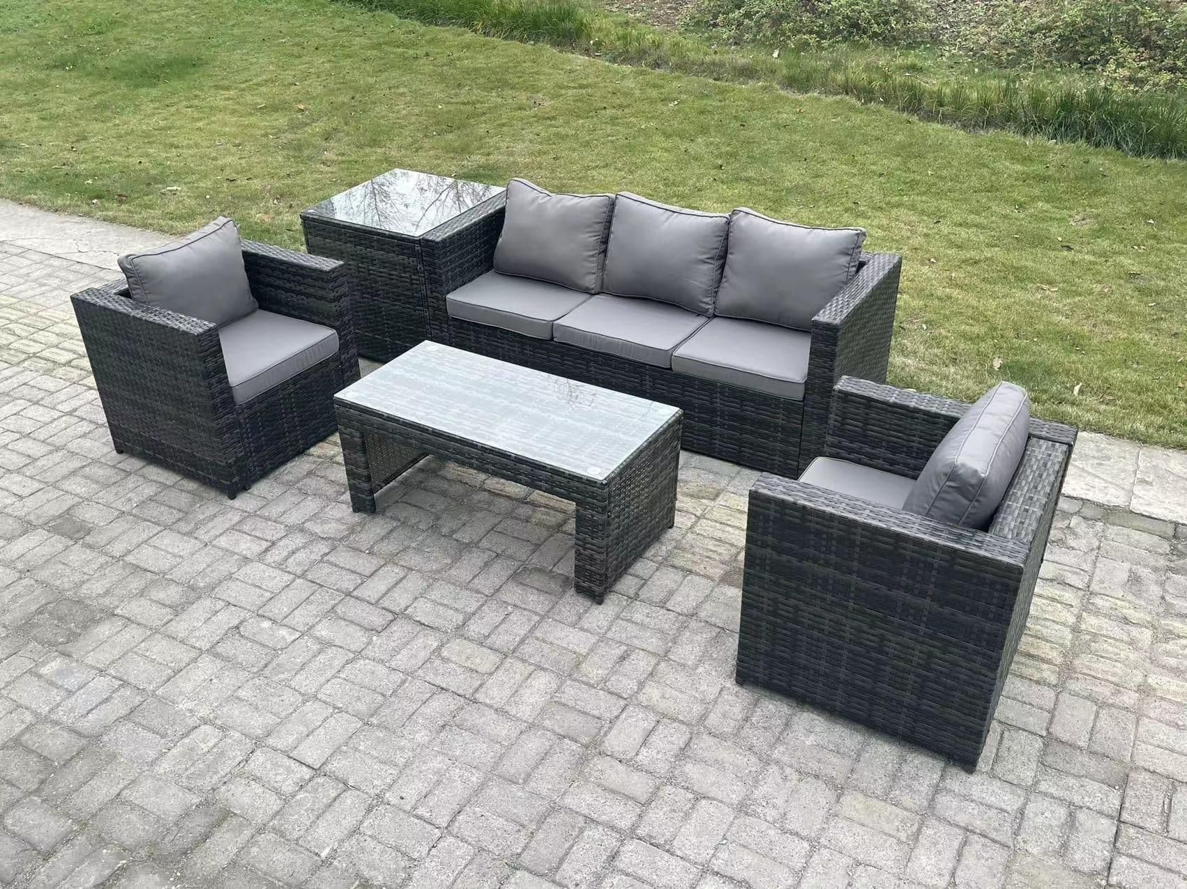 Lounge Rattan Sofa Set Outdoor Garden Furniture Oblong Rectangular Coffee Table