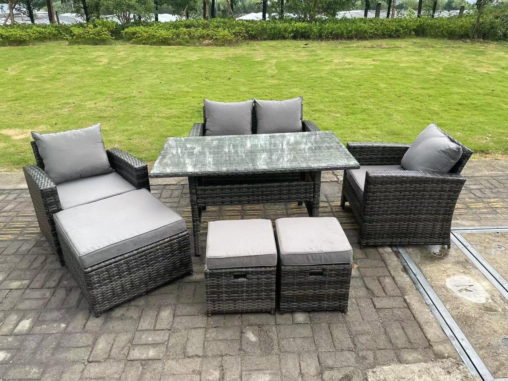 7 Seater Mixed High Back Rattan Sofa Set Dining Table Garden Furniture Outdoor