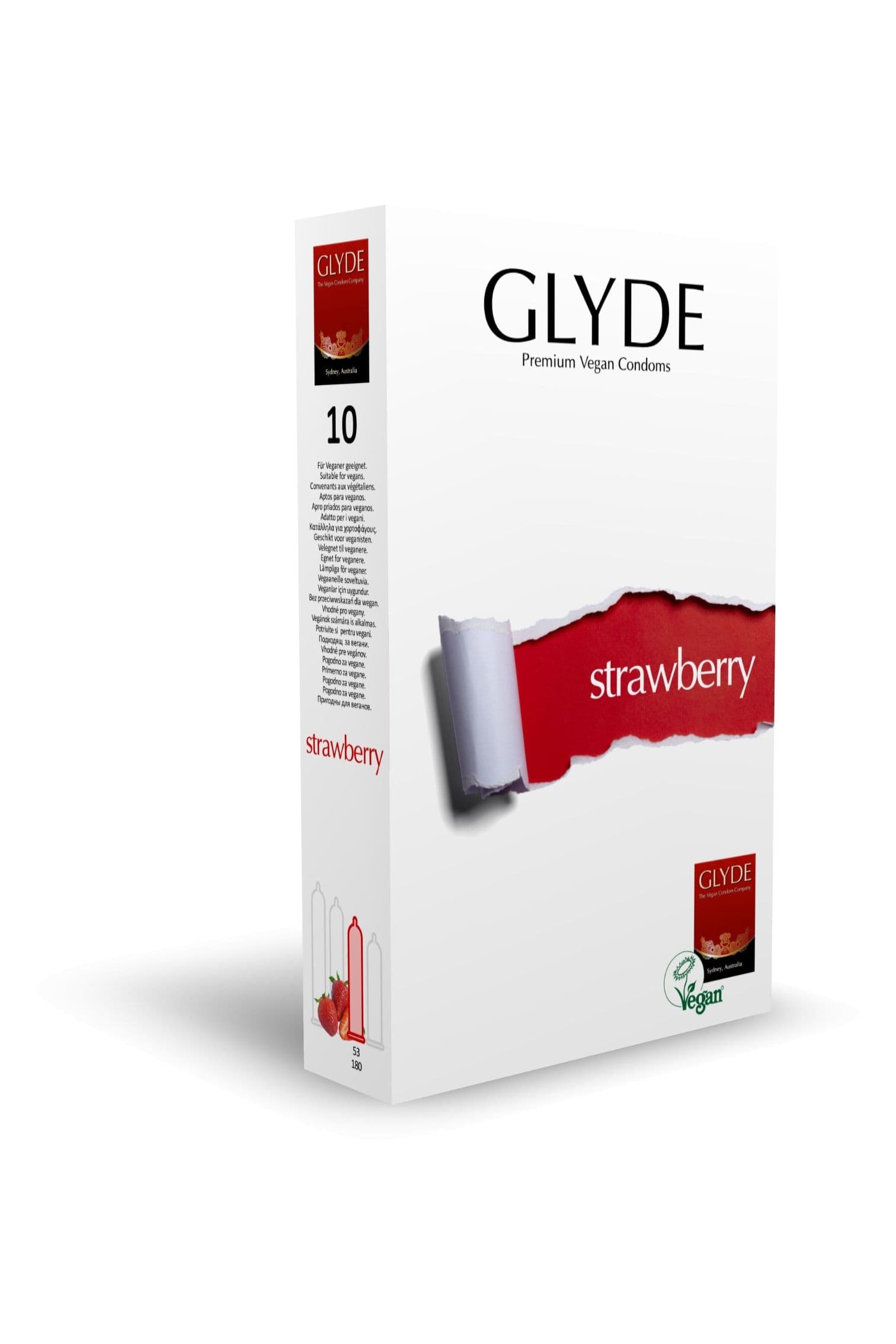 Ultra Strawberry Flavour Vegan Condoms 10 Pack