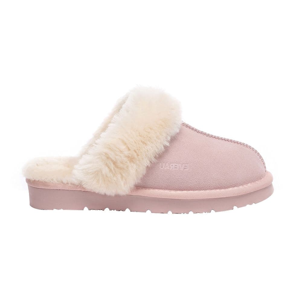 EverAu Australia Women's Real Sheepskin Raven Slippers with EVA Sole in Pink | Size: 3