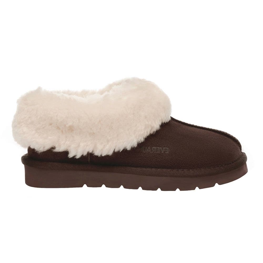 EverAu Australia Women's Real Sheepskin Ibis Slippers with EVA Sole in Chocolate | Size: 7