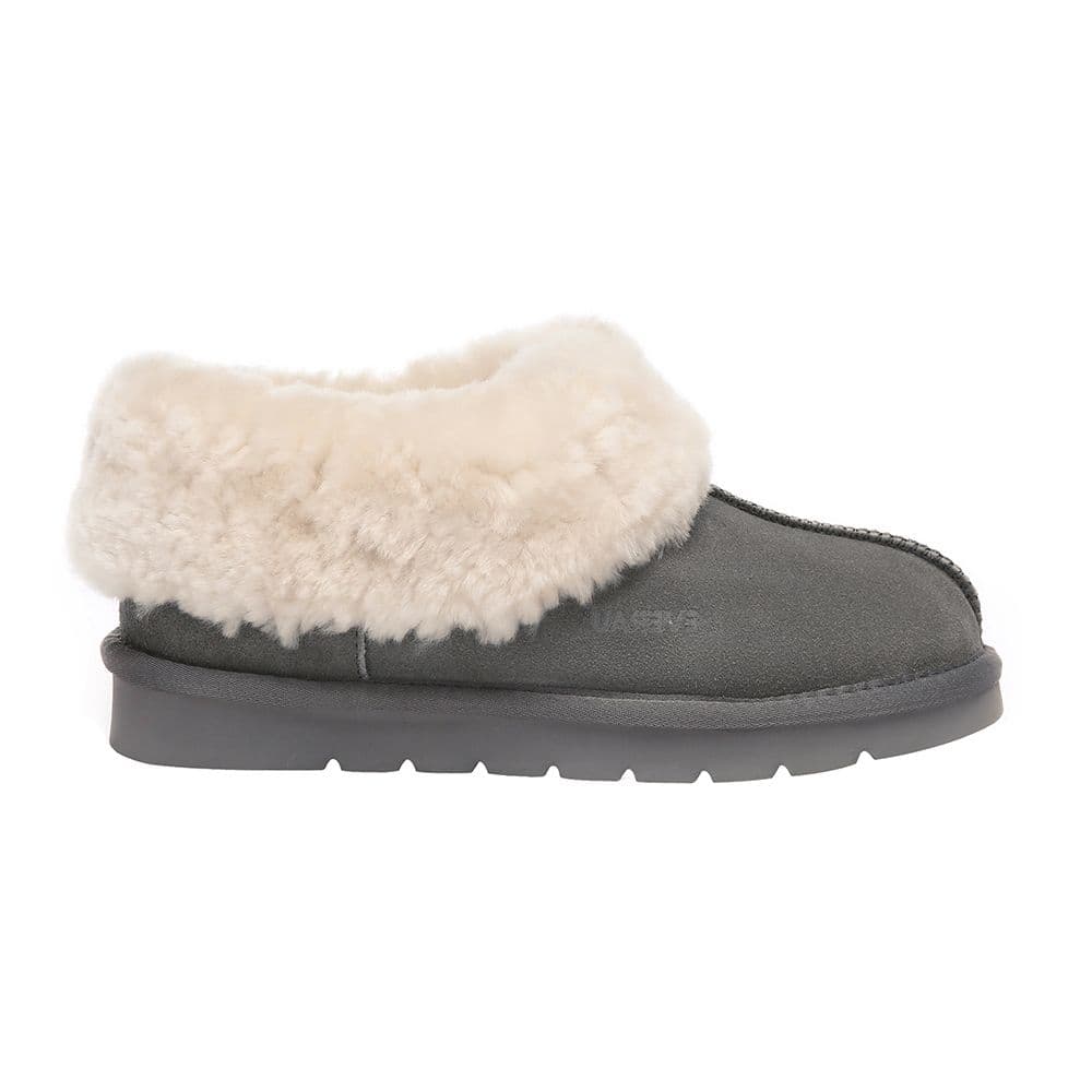 EverAu Australia Women's Real Sheepskin Ibis Slippers with EVA Sole in Grey | Size: 7