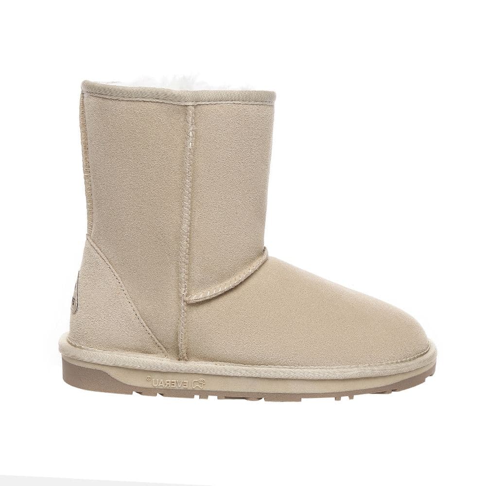 EverAu Australia Women's Real Sheepskin Parrot Mid-Calf Classic Boots with TPR Sole in Light Sand | Size: 4