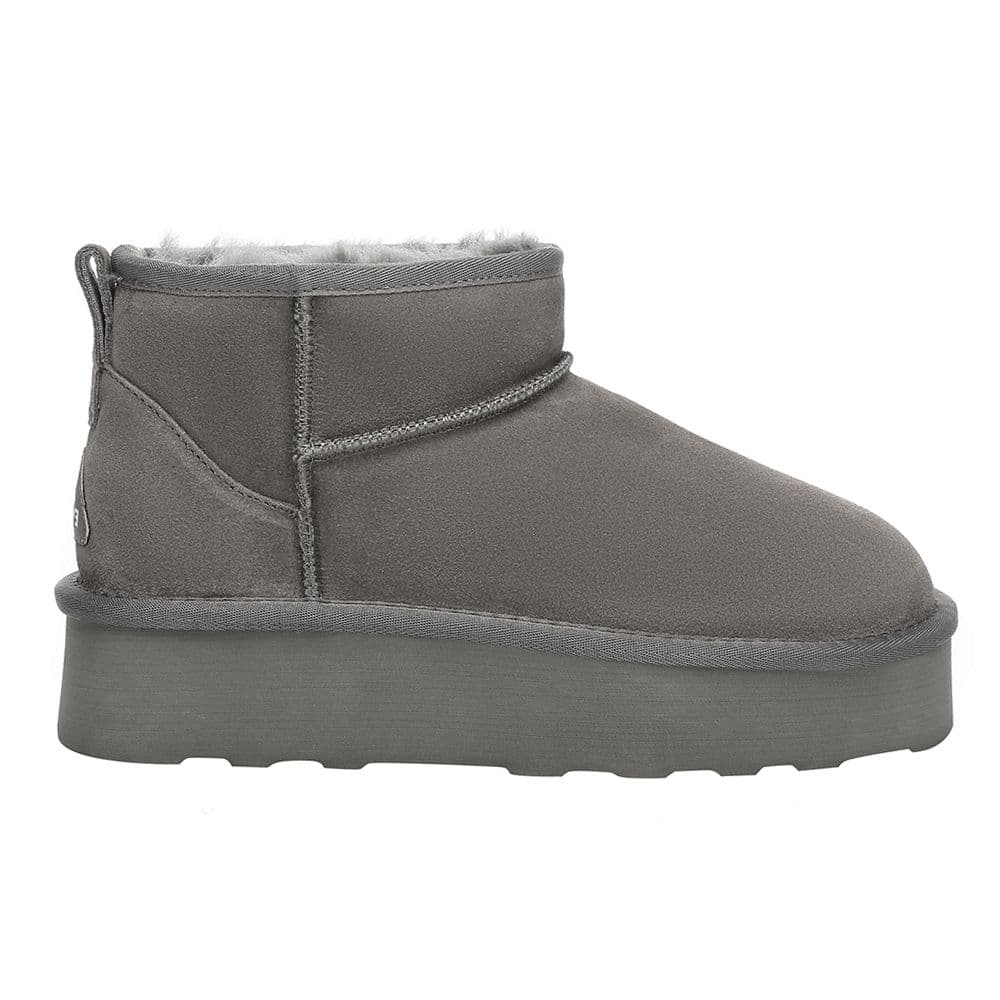 EverAu Australia Women's Real Sheepskin Heron Ultra Mini Platform Boots with EVA Sole in Grey | Size: 4