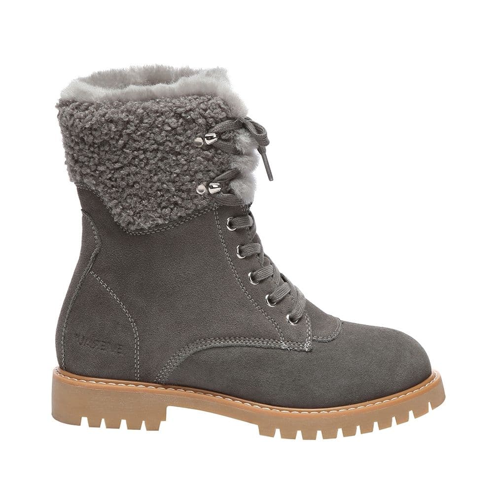 EverAu Australia Women's Sheepskin Knitted Wool Sittella Fashion Chunky Boots with Rubber Sole in Grey | Size: 8