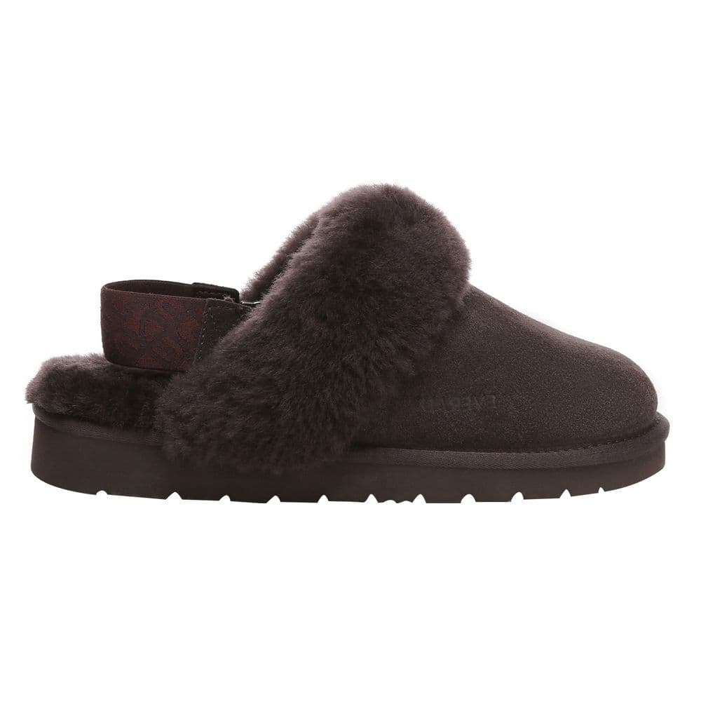 EverAu Australia Women's Real Sheepskin Pelican Removable Strap Slingback Slippers with EVA Sole in Chocolate | Size: 4