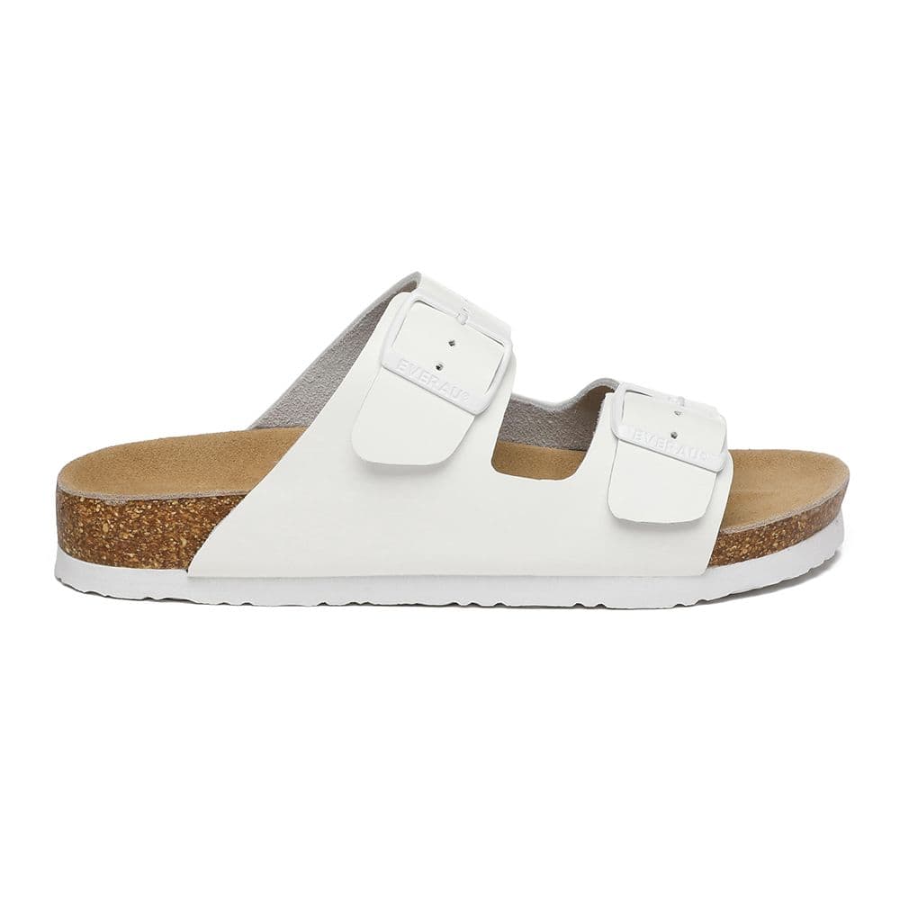EverAu Australia Women's Mallard Leather Twin Buckle Sandals in White | Size: 4
