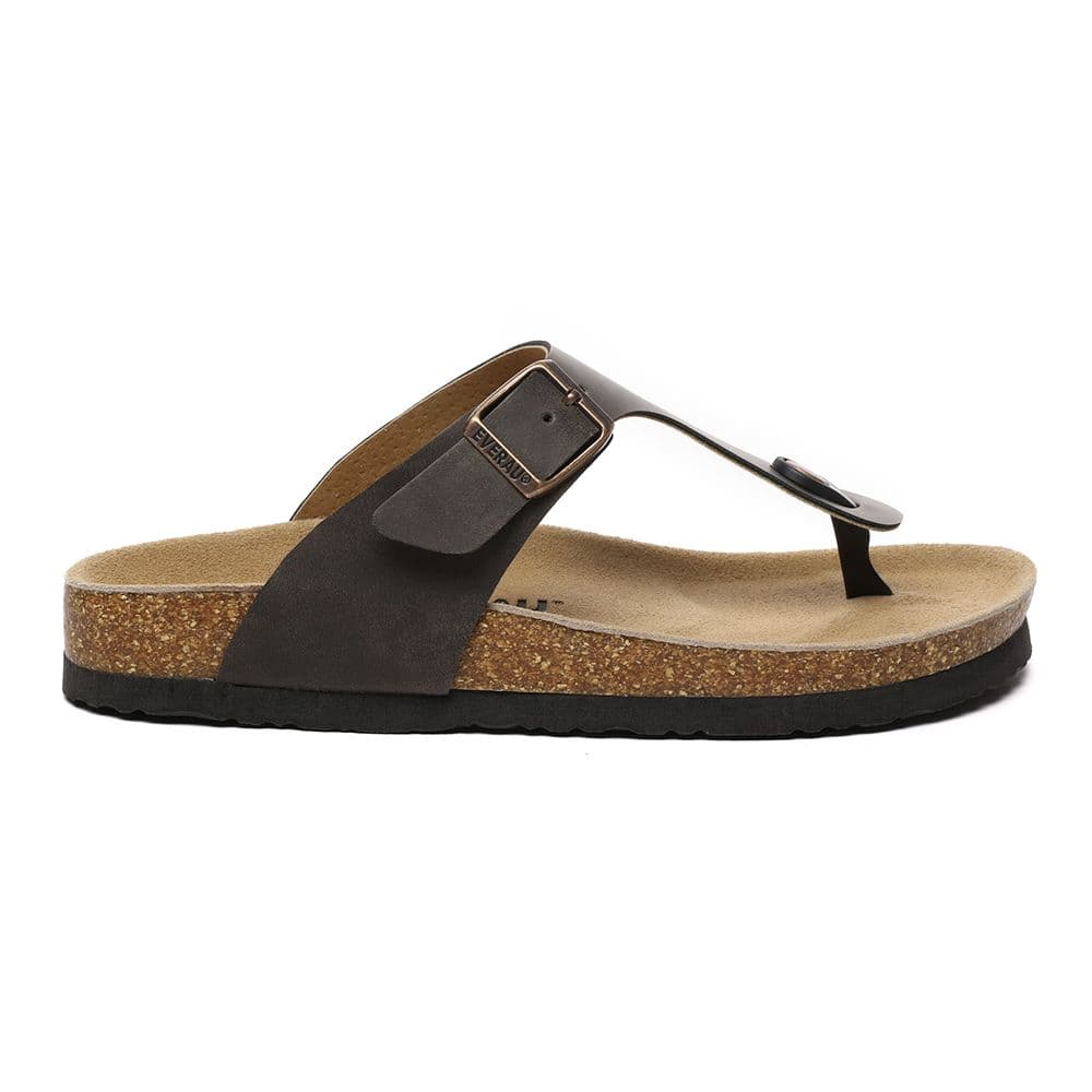 EverAu Australia Women's Flamingo Leather Toe Thong Sandals in Brown | Size: 3
