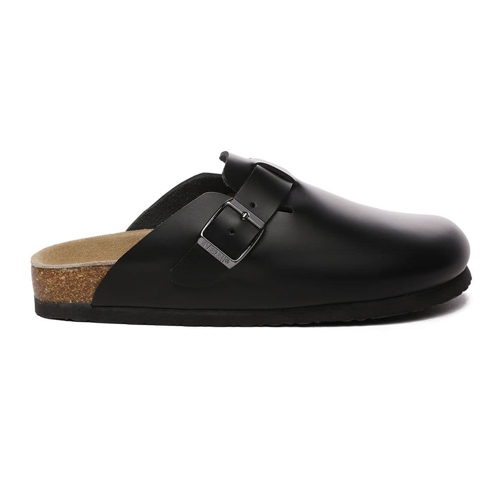 EverAu Australia Women's Pintail Leather Comfort Clog Sandals in Black | Size: 4