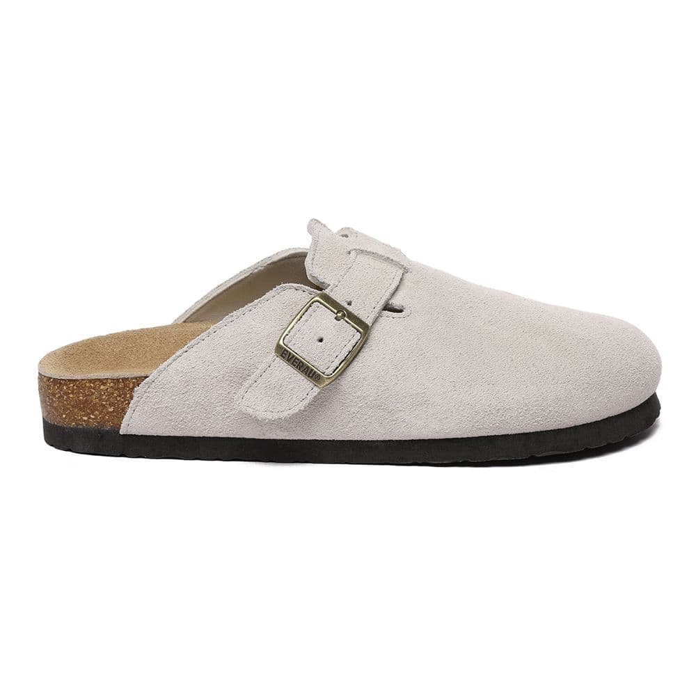 EverAu Australia Women's Pintail Leather Comfort Clog Sandals in Taupe | Size: 4