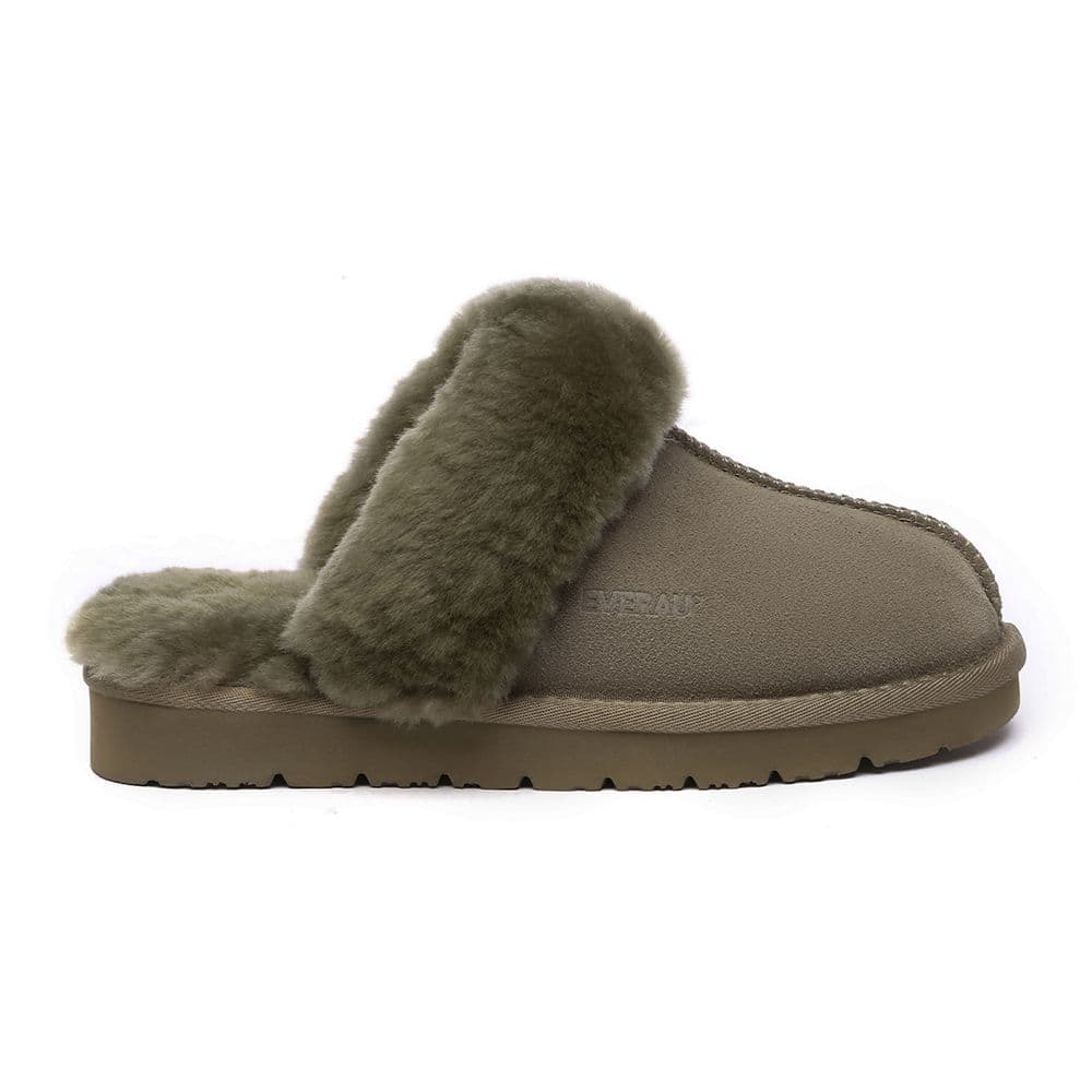 EverAu Australia Women's Real Sheepskin Raven Slippers with EVA Sole in Light Brown | Size: 6