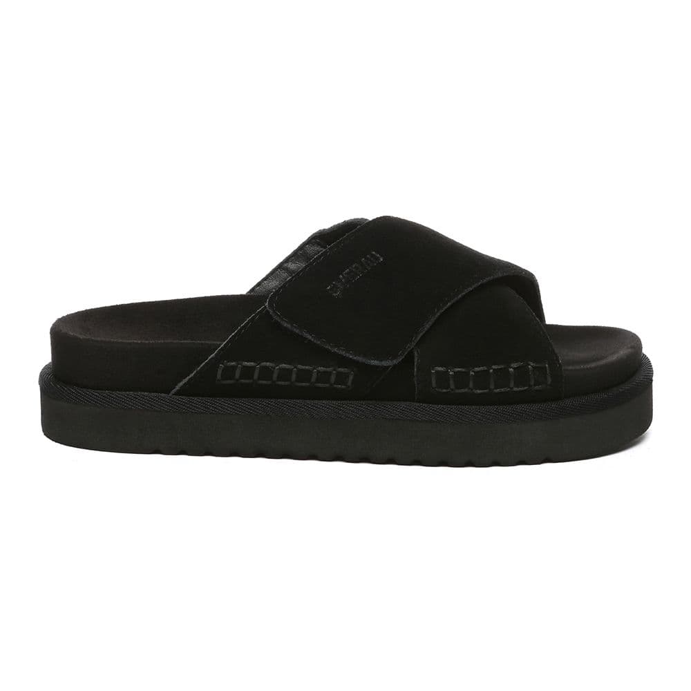 EverAu Australia Women's Rose Leather Sandals in Black | Size: 4