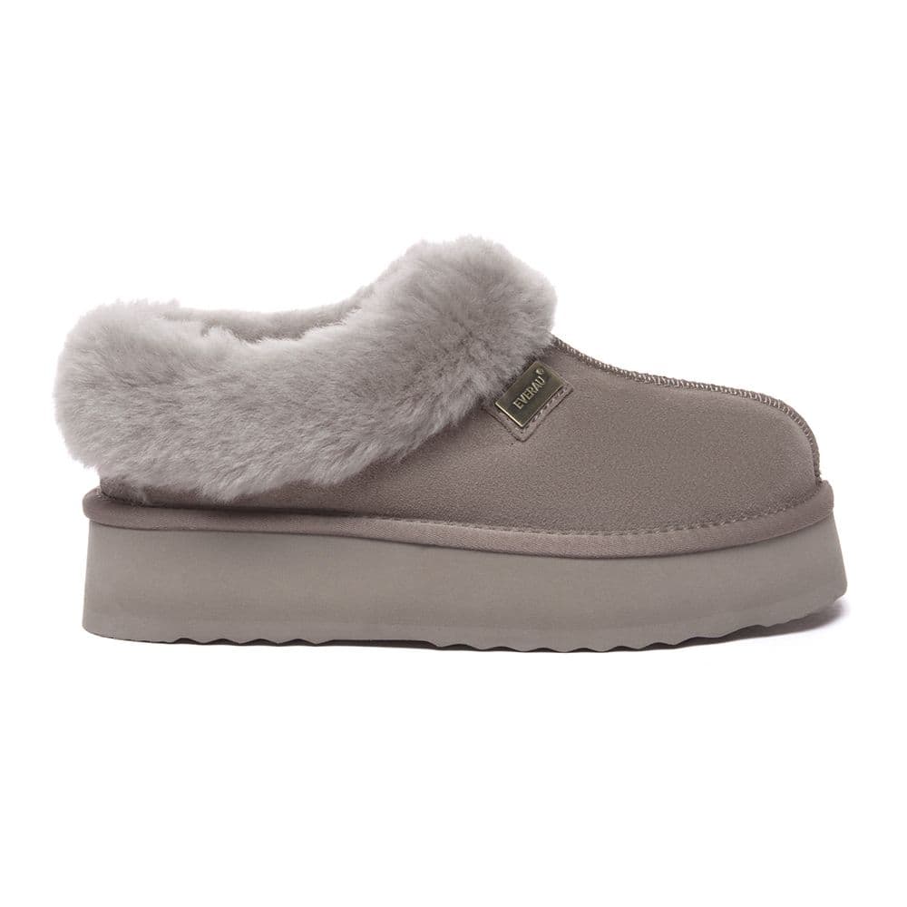 EverAu Australia Women's Real Sheepskin Topknot Leather Platform Slippers with EVA Sole in Brown | Size: 7