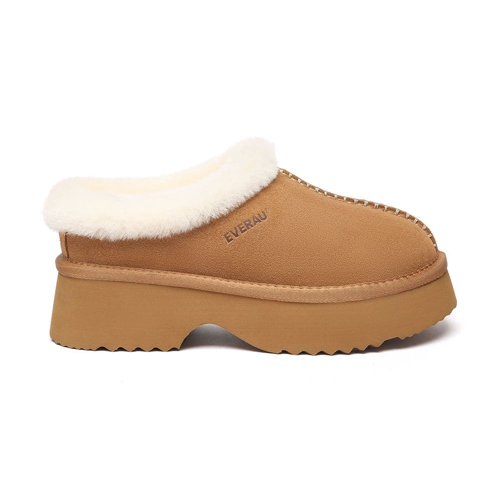 EverAu Australia Women's Women Savanna Ankle Chunky Platform Real Sheepskin Boots in Brown | Size: 3