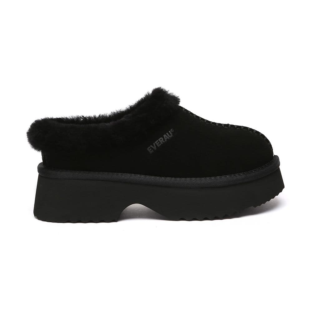 EverAu Australia Women's Women Savanna Ankle Chunky Platform Real Sheepskin Boots in Black | Size: 4