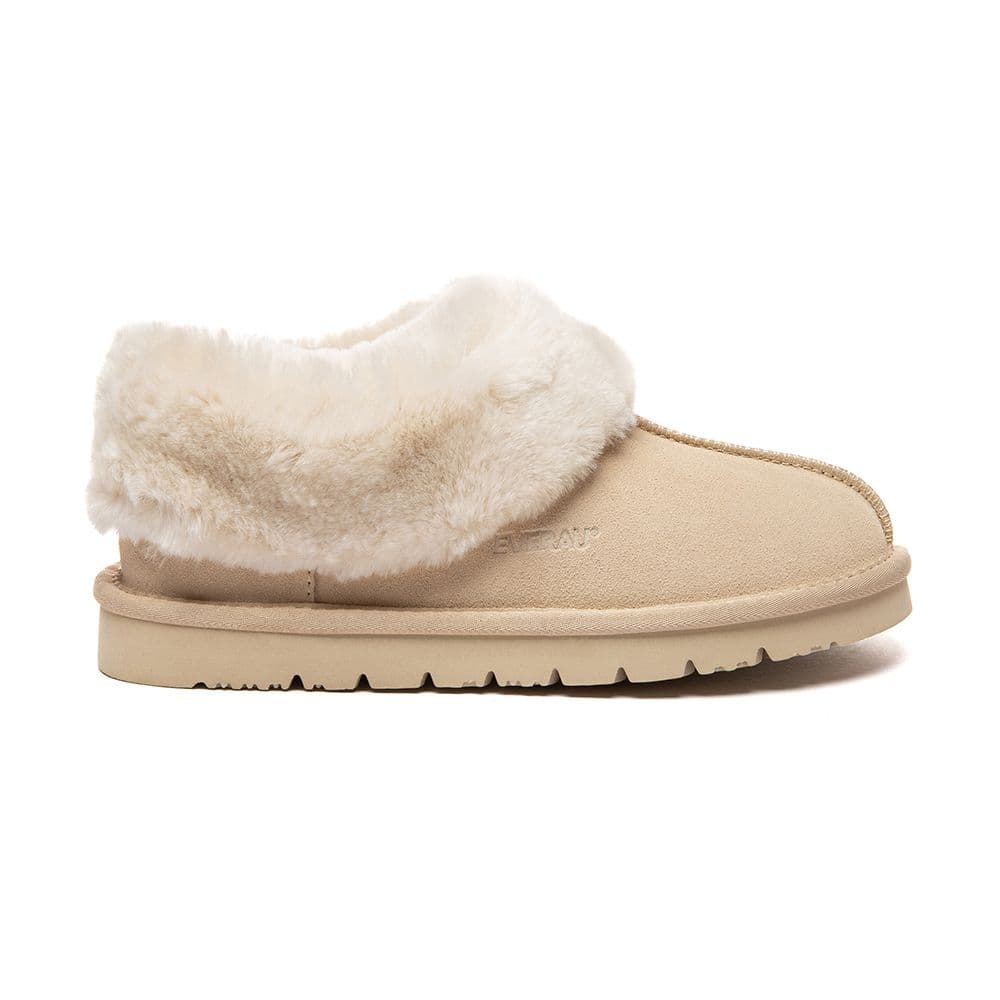 EverAu Australia Women's Real Sheepskin Ibis Slippers with EVA Sole in Light Sand | Size: 4