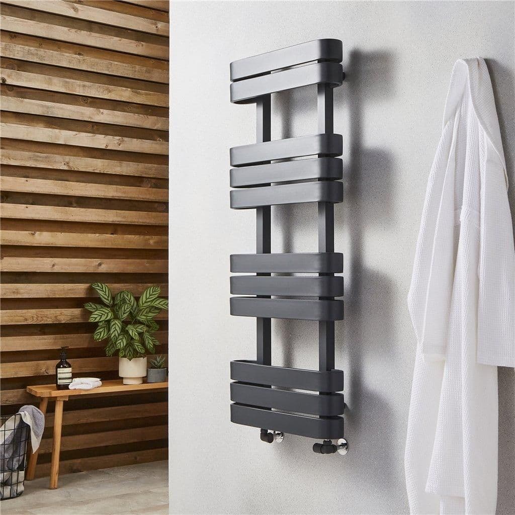 Matte Anthracite Vertical Bathroom Towel Radiator 850mm x 500mm