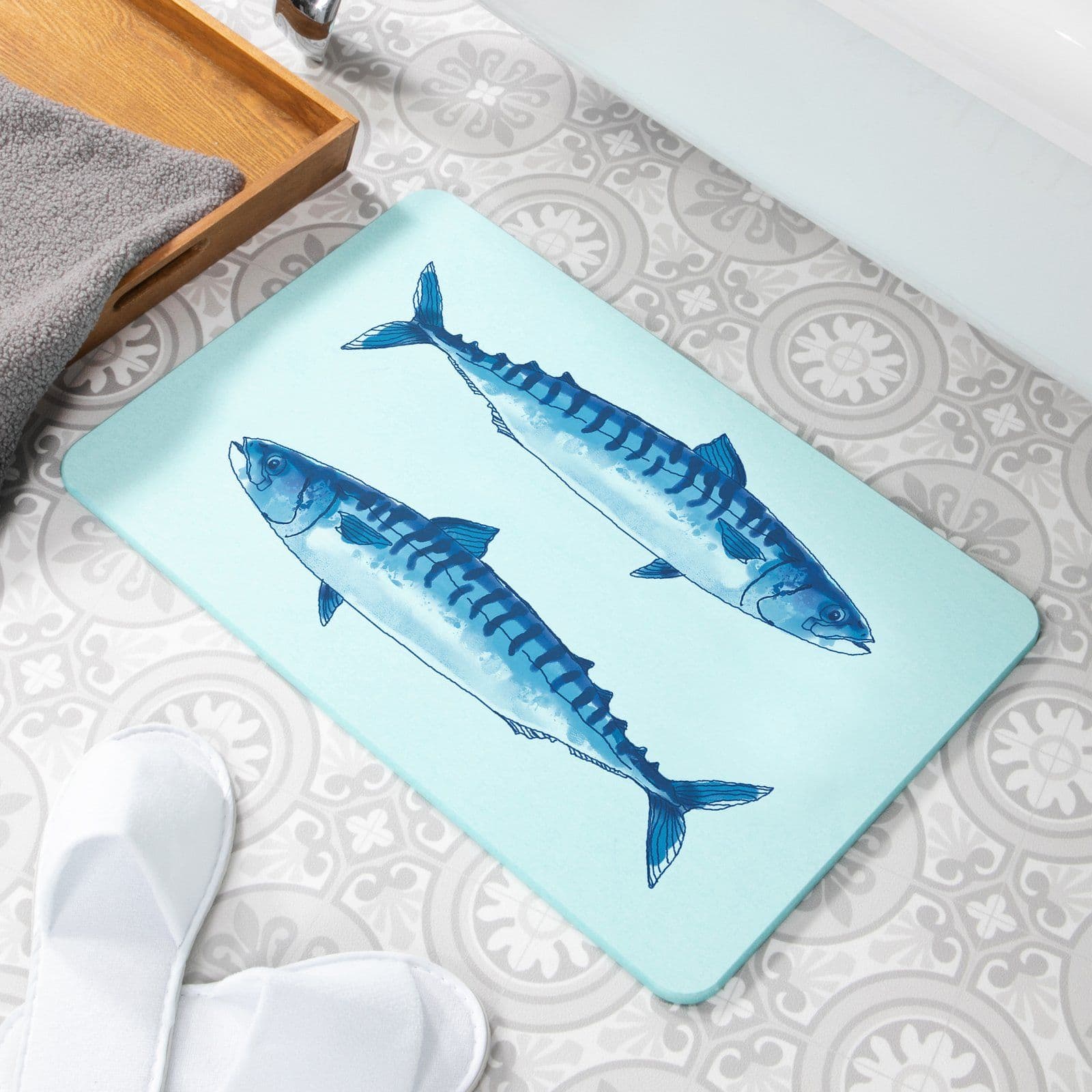 Mackerel Non Slip Stone Bath Mat