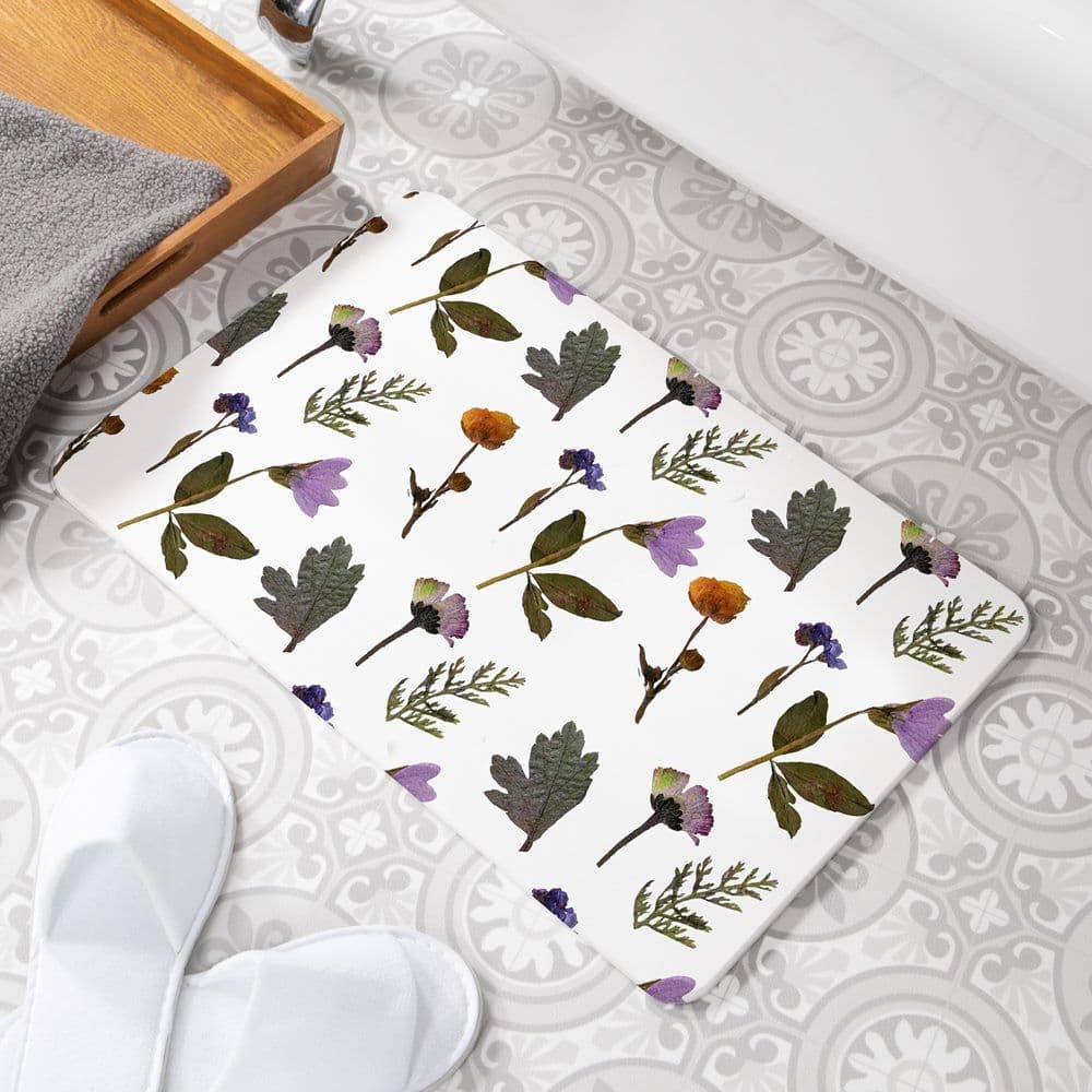 Pressed Flower Pattern Non Slip Bath Mat