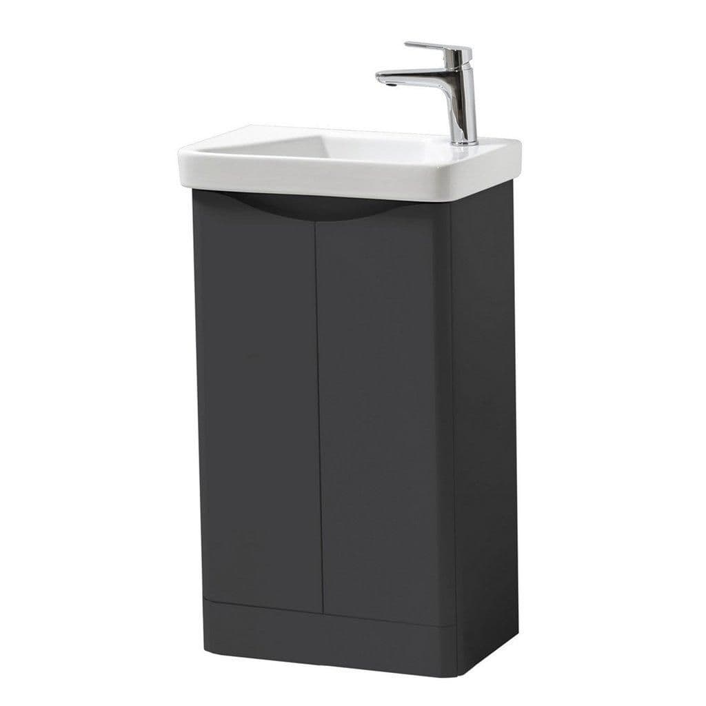 Matt Graphite Standing 2 Door Tall Unit Ceramic Basin 50cm Wide