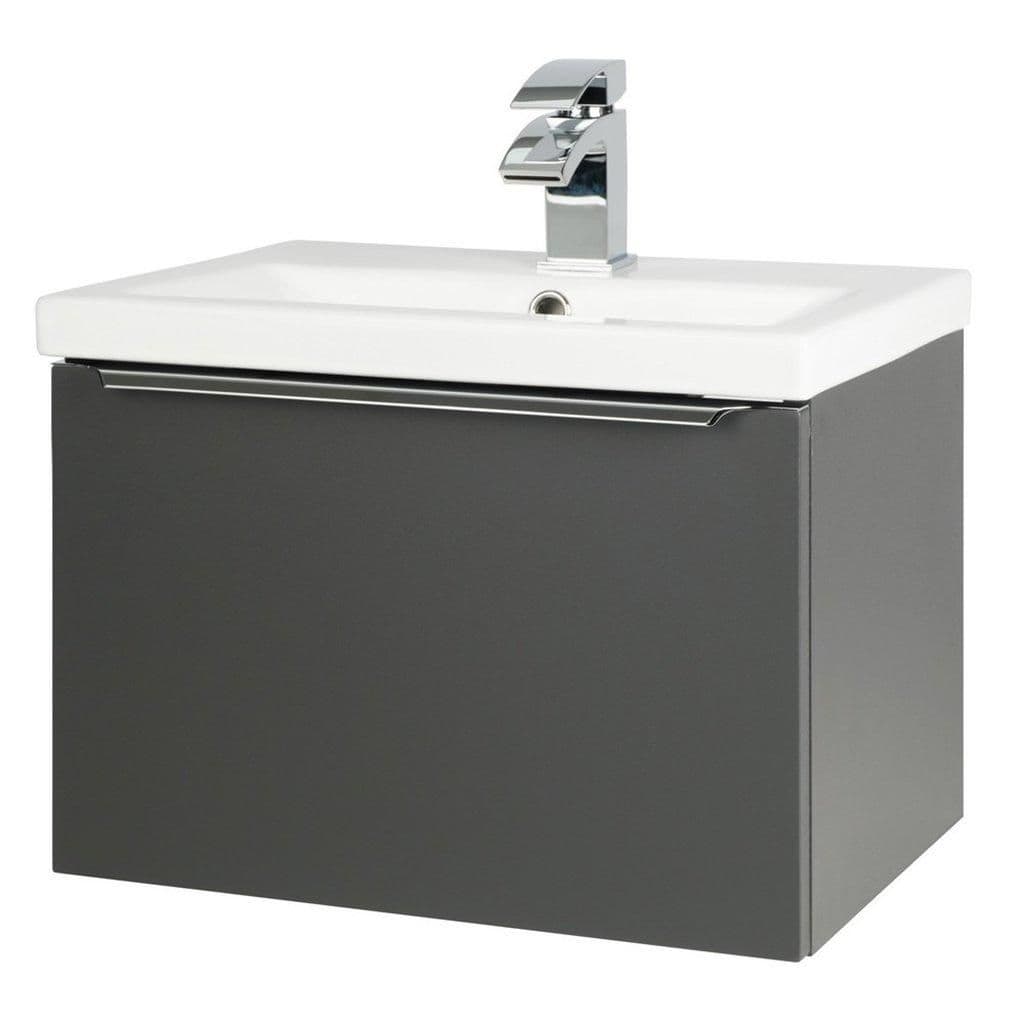 Matt Dark Grey Bathroom Brassware Wall Mounted Unit Basin 500mm