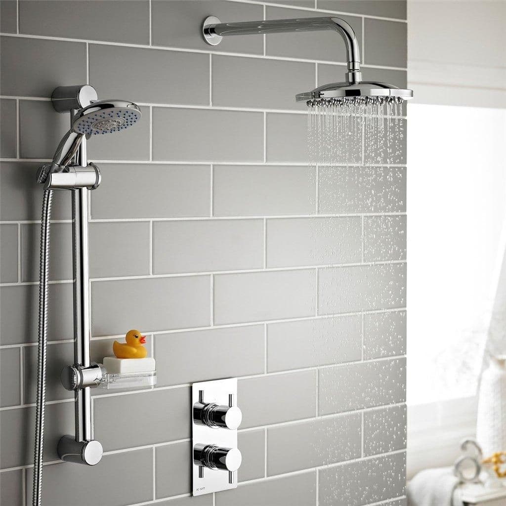 Chrome Shower Hung Slide Rail Kit Overhead Drencher
