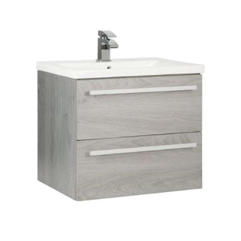 Oak2 Drawer Wall Hung Unit Ceramic Basin 60cm Wide