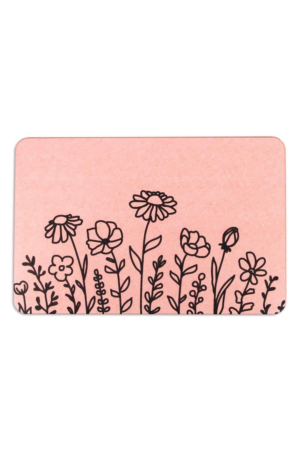 Floral Lines Stone Non Slip Bath Mat
