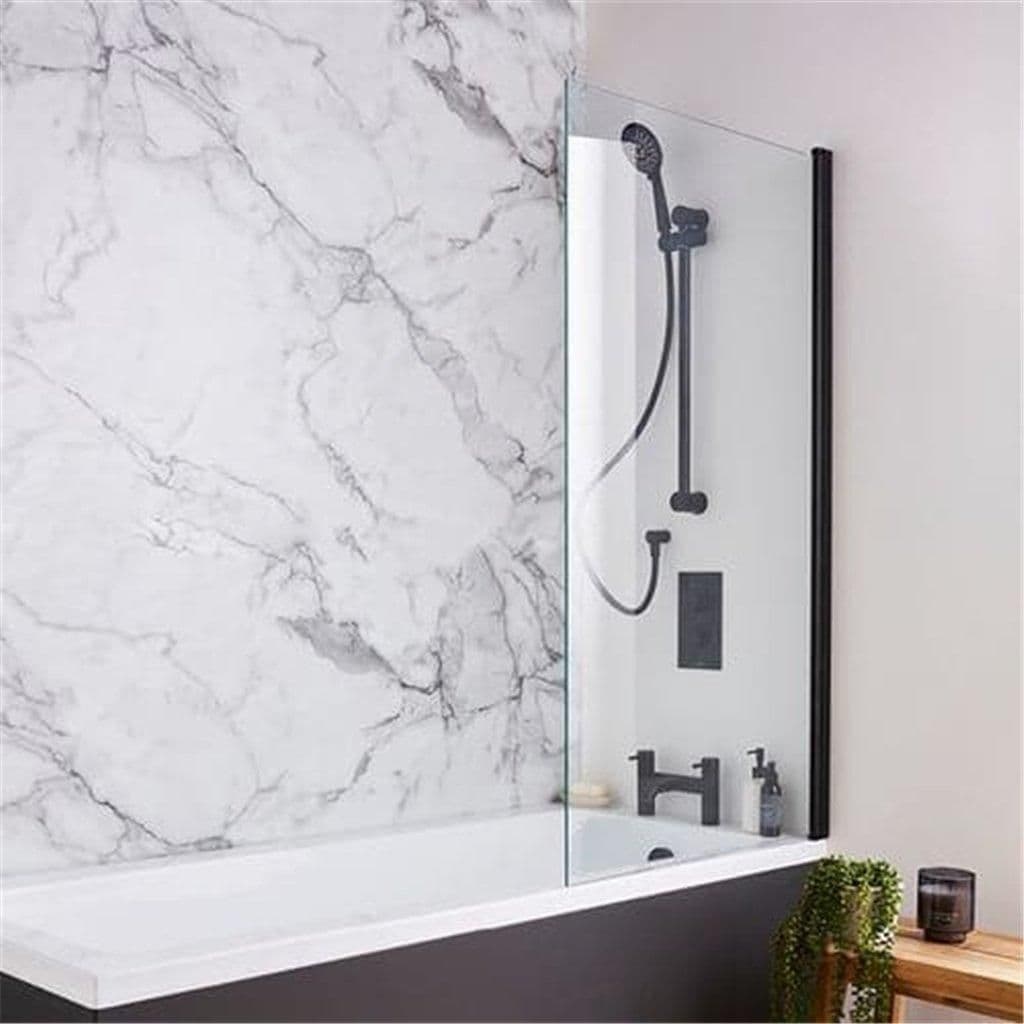 Premium Straight Hinged Bath Screen Square Edge 1435 x 780mm