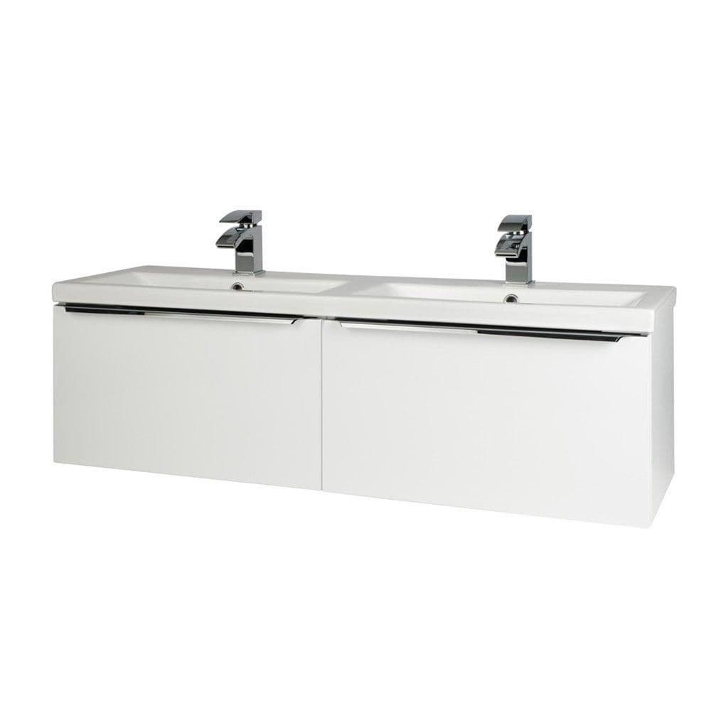 Gloss 1200mm Wall Hung Drawer Unit Twin Ceramic Basin