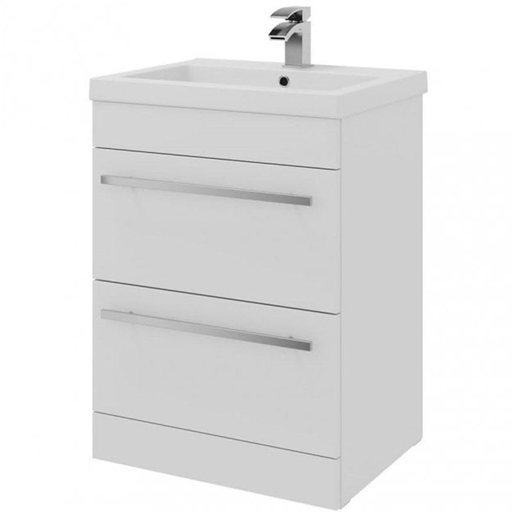 Bathroom 2 Drawer Standing Unit Ceramic Basin 60cm Wide