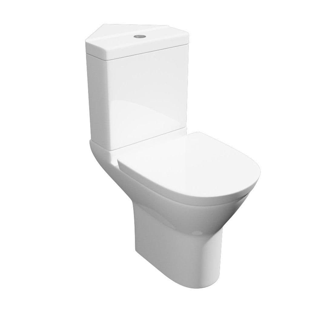 Premium CORNER OPEN BACK ROUND Rimless Pan Toilet Set
